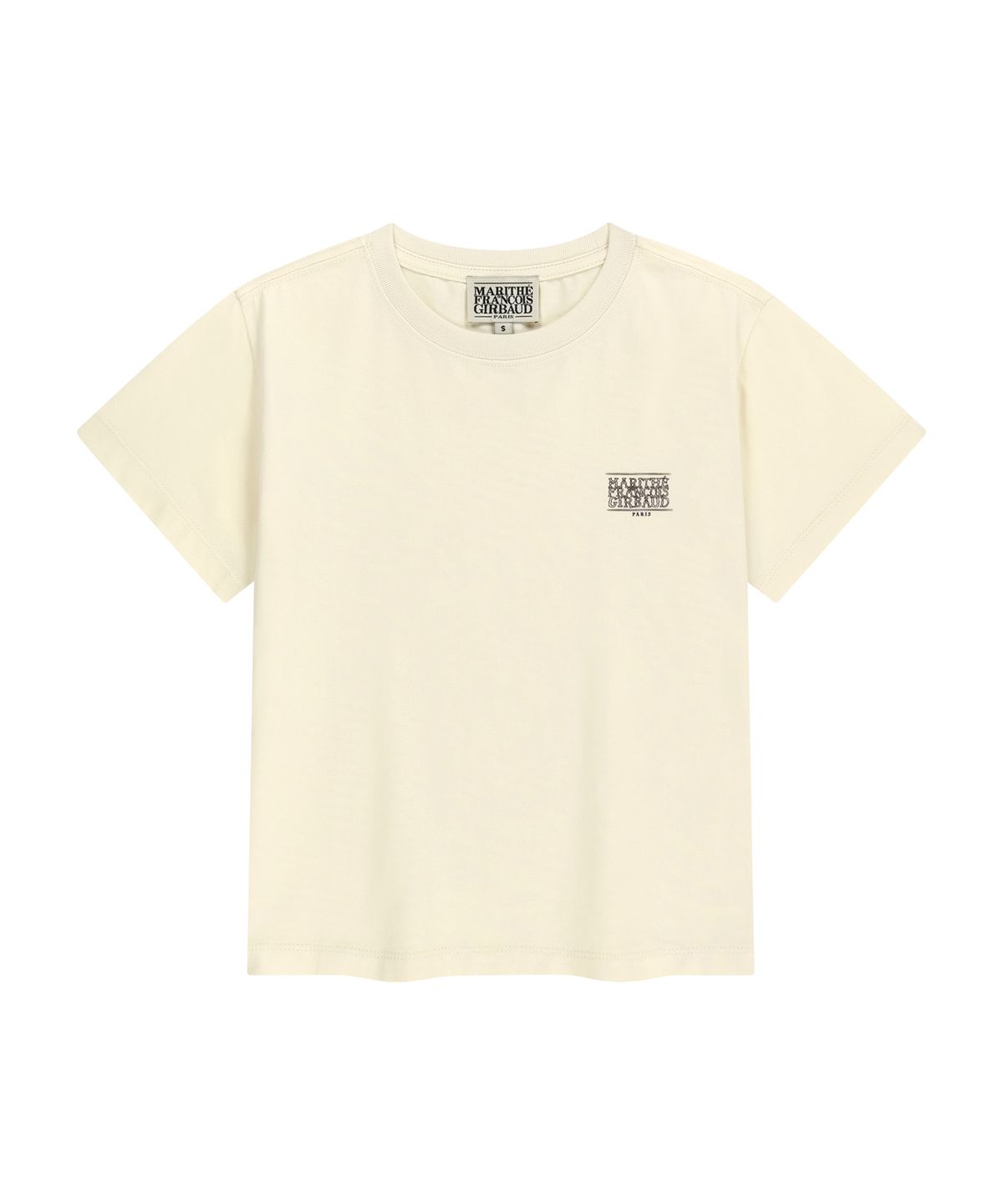 마리떼 프랑소와 저버(MARITHÉ + FRANҪOIS GIRBAUD) W ANTIQUE CLASSIC LOGO SLIM CROP TEE cream