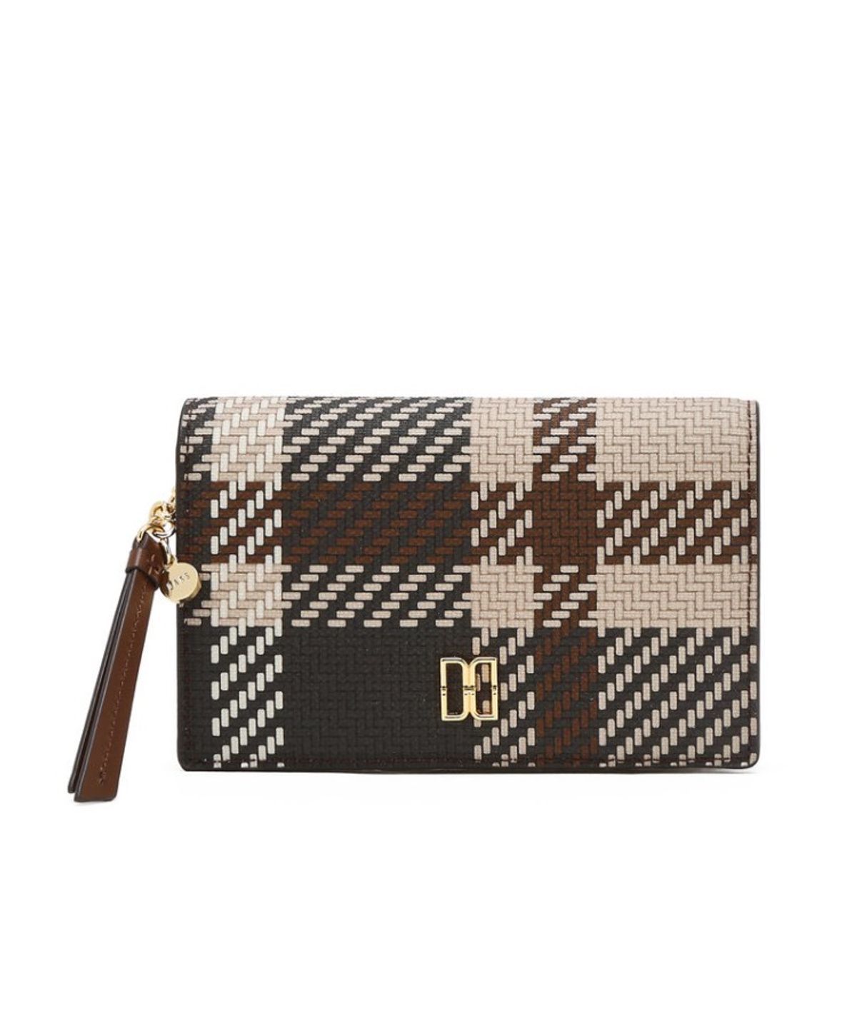 닥스 여성 액세서리(DAKS WOMENS ACCESSORIES) 브라운 타탄체크 가죽 반지갑_DCWA6E203W2