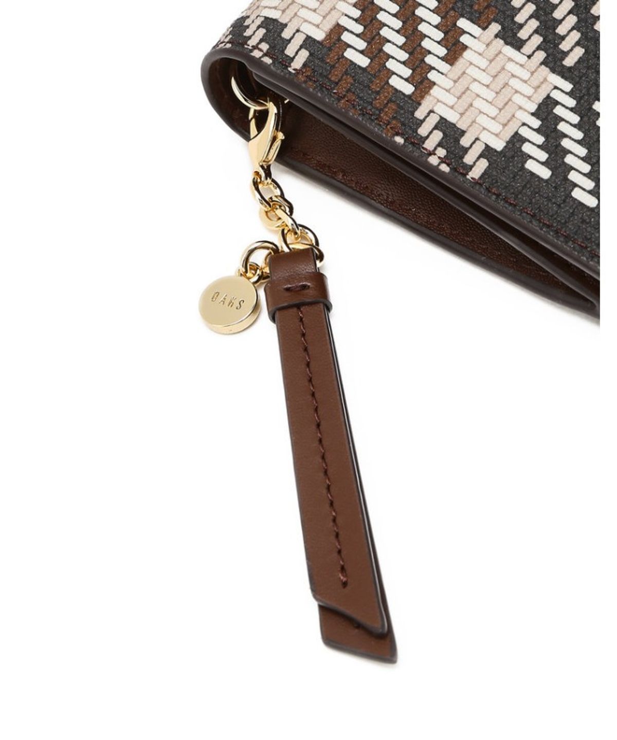 닥스 여성 액세서리(DAKS WOMENS ACCESSORIES) 브라운 타탄체크 가죽 반지갑_DCWA6E203W2