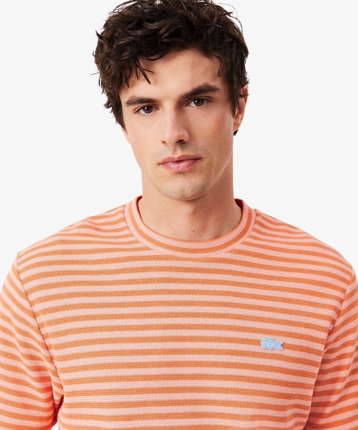 라코스테(LACOSTE) 남성 컬러크록 크레이프 스트라이프 반팔 티셔츠 TH2193-56G 4HI