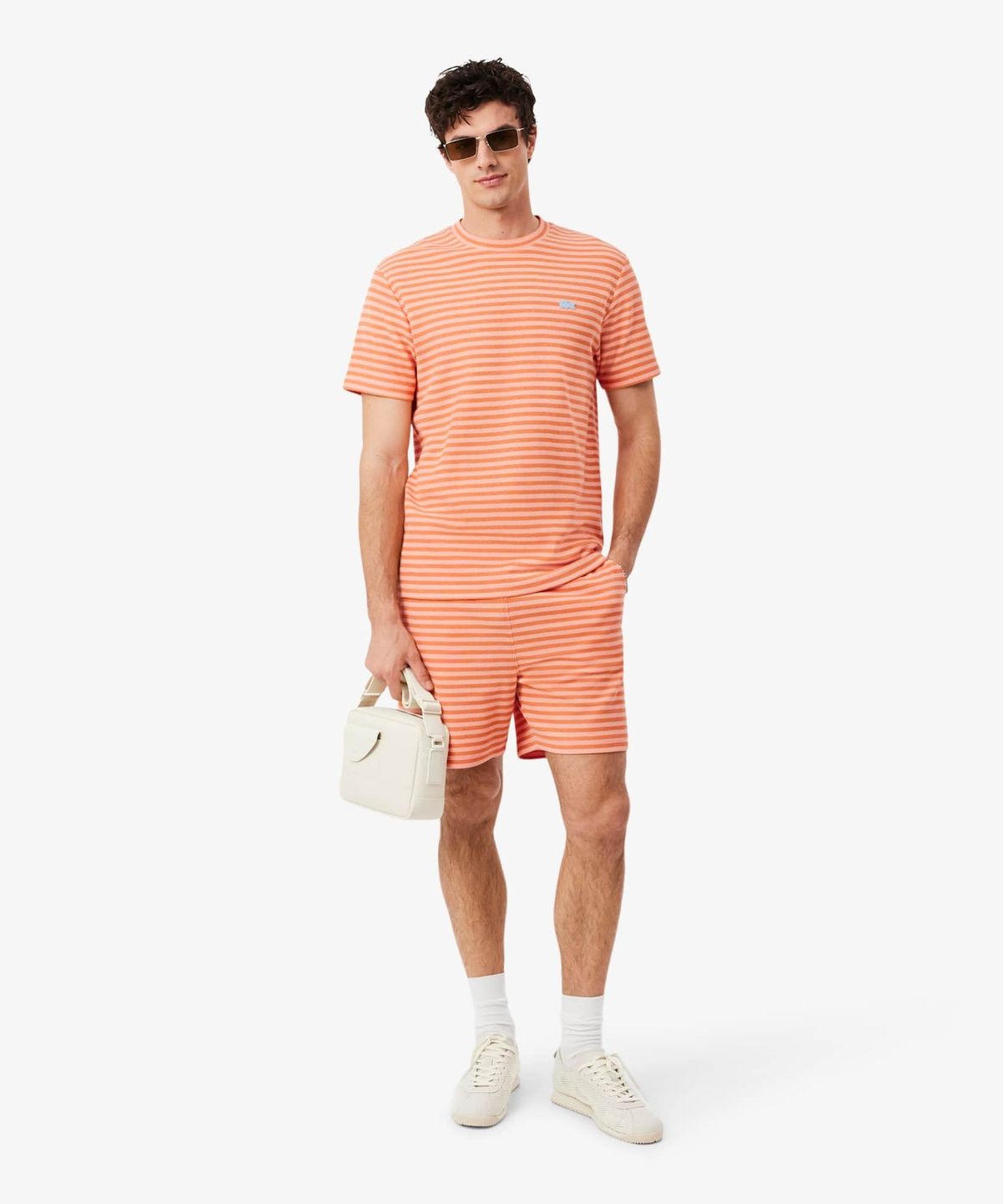라코스테(LACOSTE) 남성 컬러크록 크레이프 스트라이프 반팔 티셔츠 TH2193-56G 4HI
