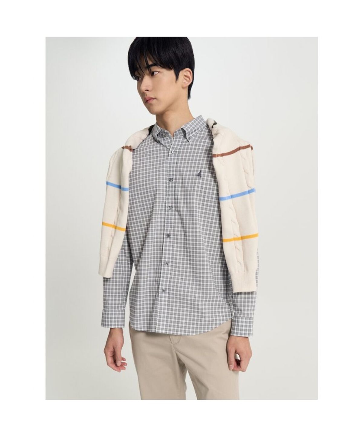빈폴 멘(BEANPOLE MEN) 변형 깅엄 체크 셔츠  블랙