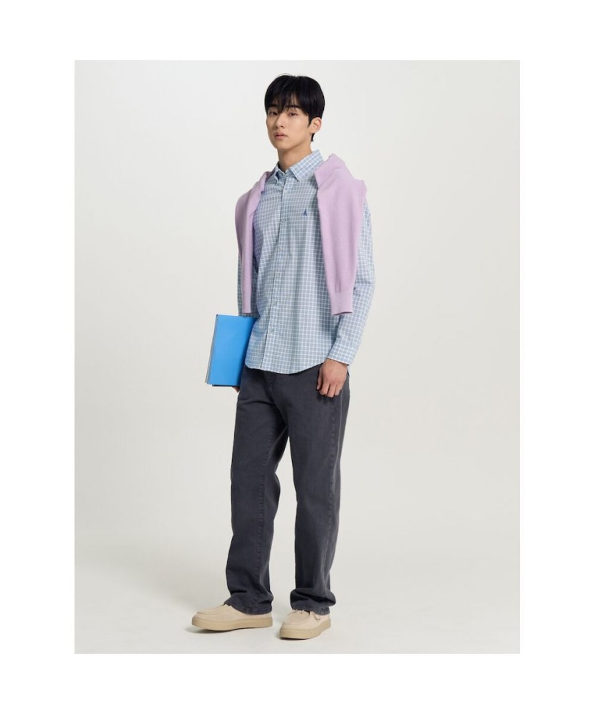 빈폴 멘(BEANPOLE MEN) 변형 깅엄 체크 셔츠  스카이 블루