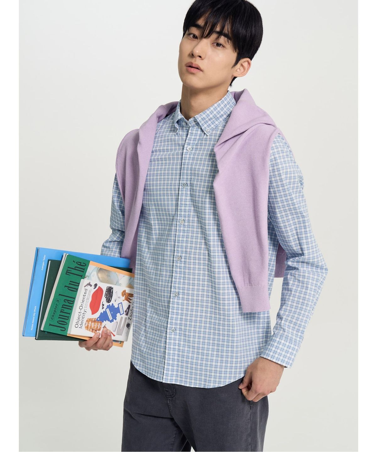 빈폴 멘(BEANPOLE MEN) 변형 깅엄 체크 셔츠  스카이 블루