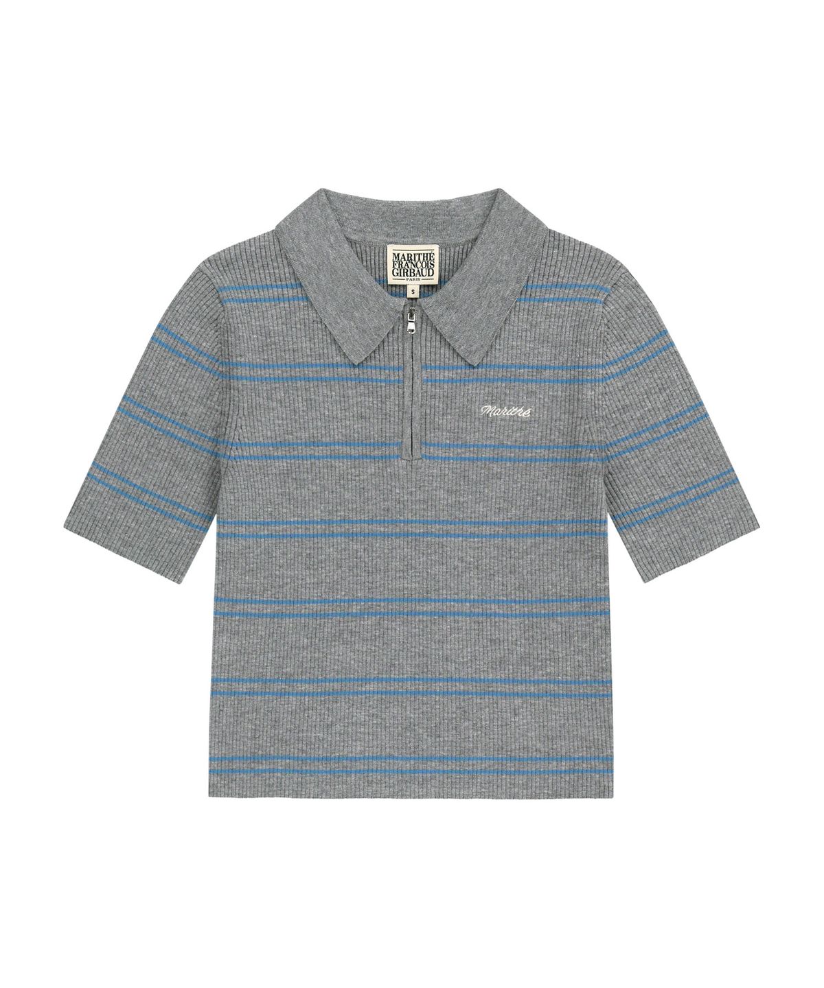 마리떼 프랑소와 저버(MARITHÉ + FRANҪOIS GIRBAUD) W STRIPE HALF ZIP UP SLIM KNIT melange gray