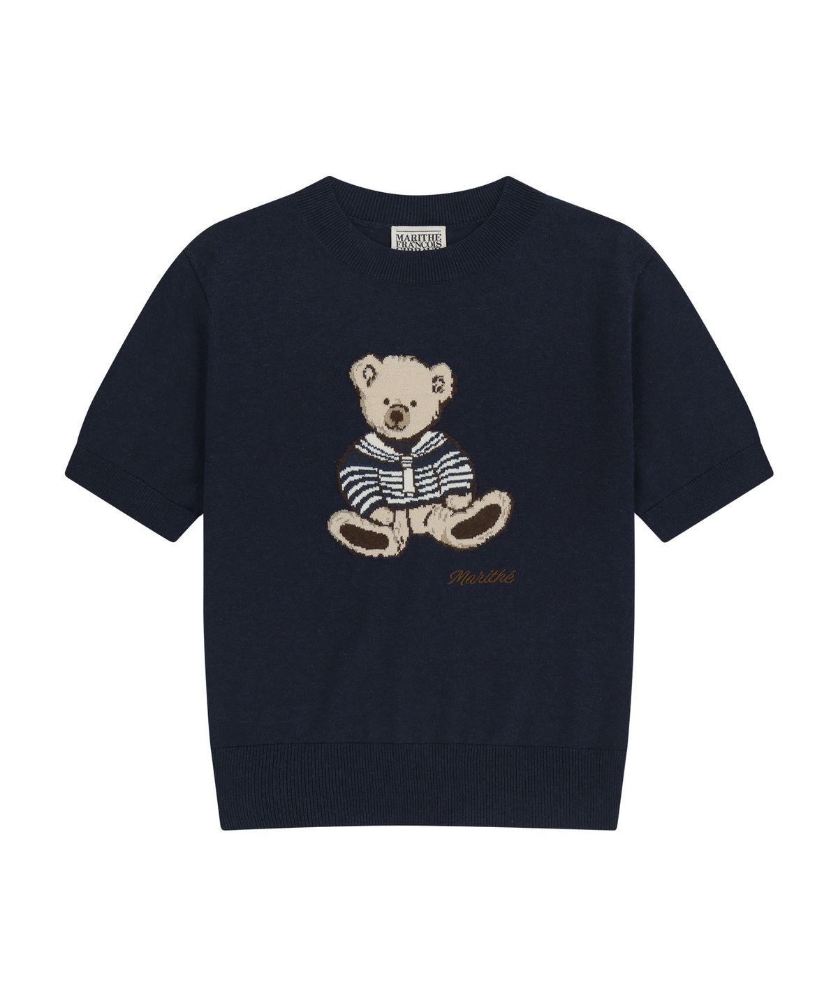 마리떼 프랑소와 저버(MARITHÉ + FRANҪOIS GIRBAUD) W DOODLE BEAR HALF KNIT PULLOVER navy