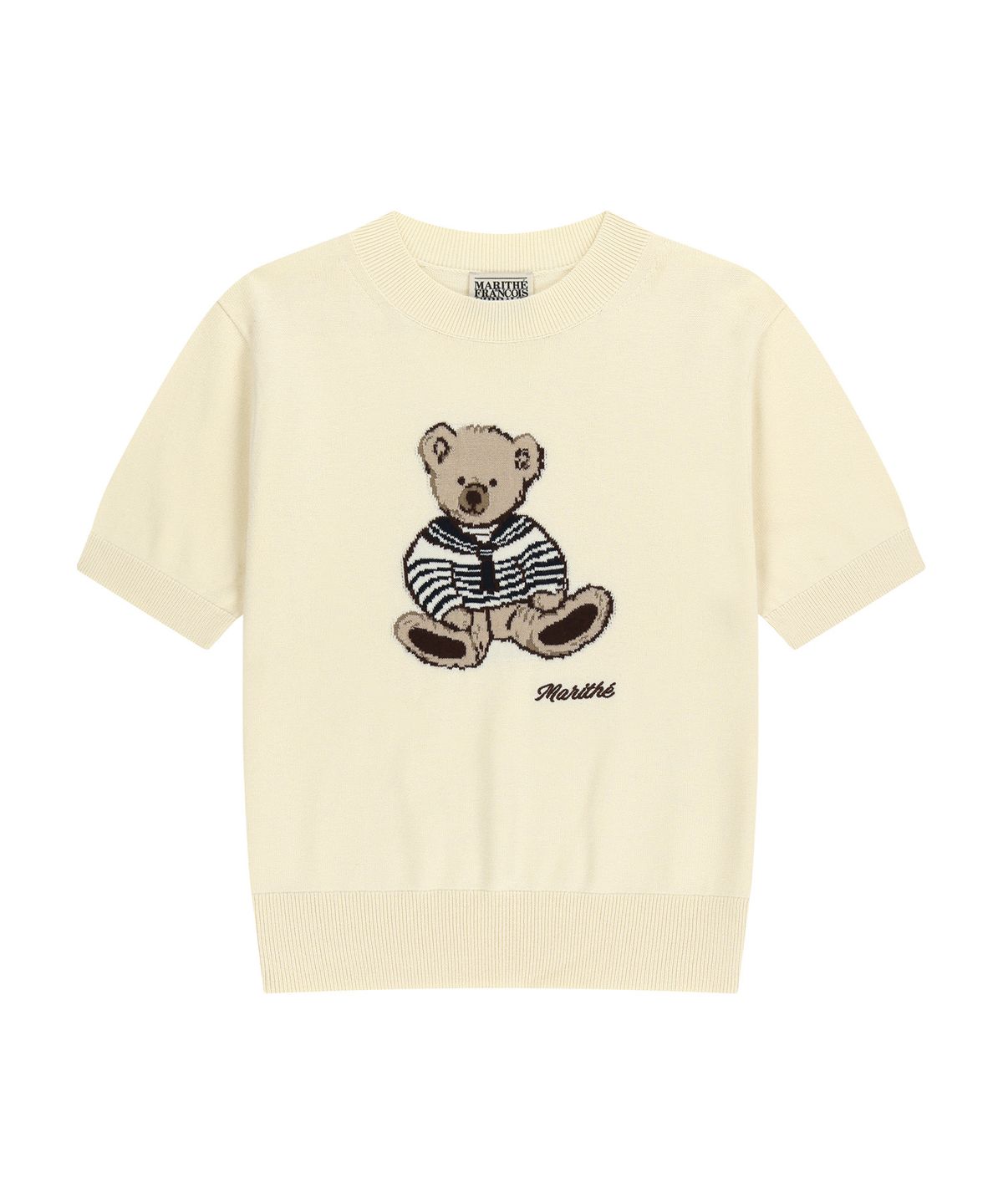 마리떼 프랑소와 저버(MARITHÉ + FRANҪOIS GIRBAUD) W DOODLE BEAR HALF KNIT PULLOVER ivory