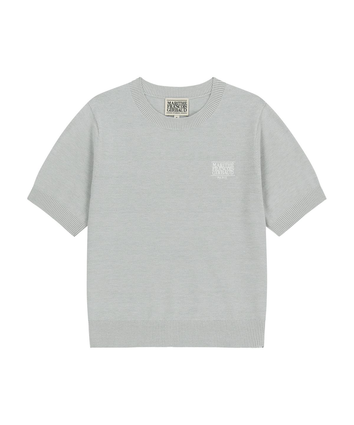 마리떼 프랑소와 저버(MARITHÉ + FRANҪOIS GIRBAUD) W SMALL CLASSIC LOGO HALF KNIT PULLOVER heather gray