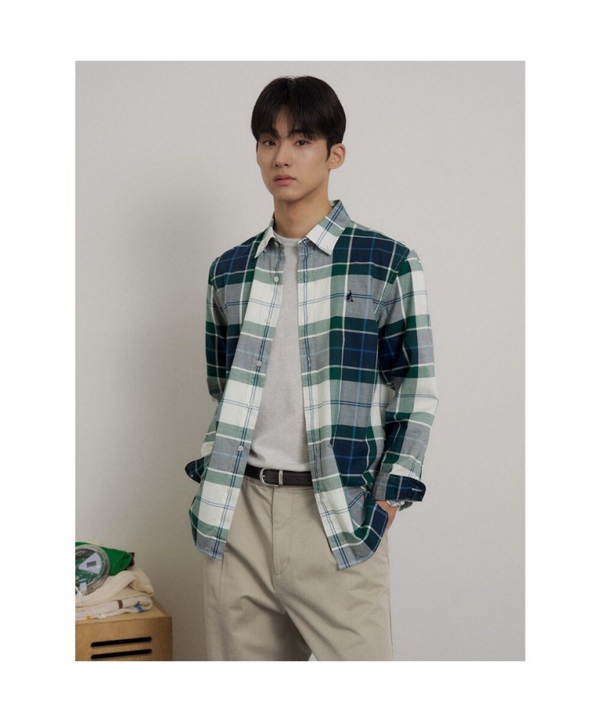 빈폴 멘(BEANPOLE MEN) 캐주얼 멀티 체크 셔츠  그린