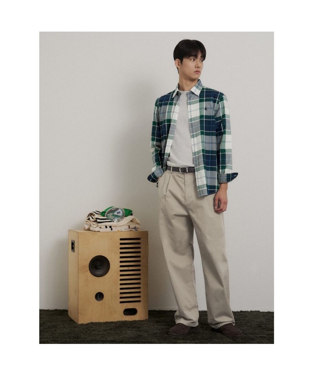 빈폴 멘(BEANPOLE MEN) 캐주얼 멀티 체크 셔츠  그린