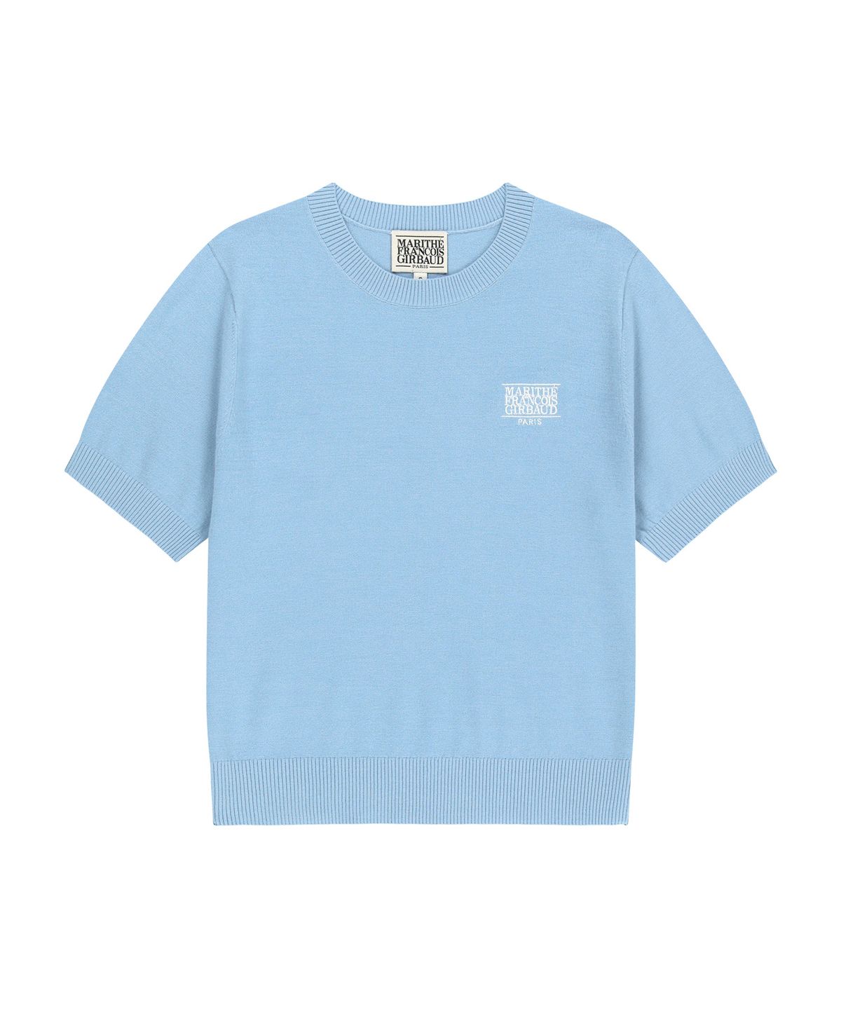 마리떼 프랑소와 저버(MARITHÉ + FRANҪOIS GIRBAUD) W SMALL CLASSIC LOGO HALF KNIT PULLOVER sky blue