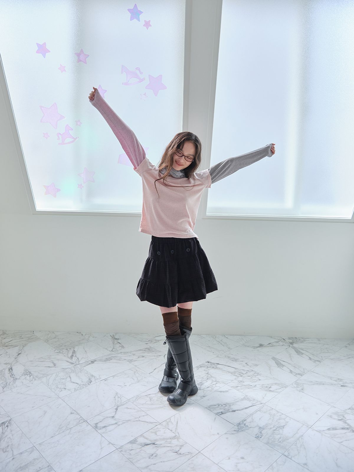 무음(MUWM) 드리미 레이어드 티 Dreamy Layered Tee (Pink)