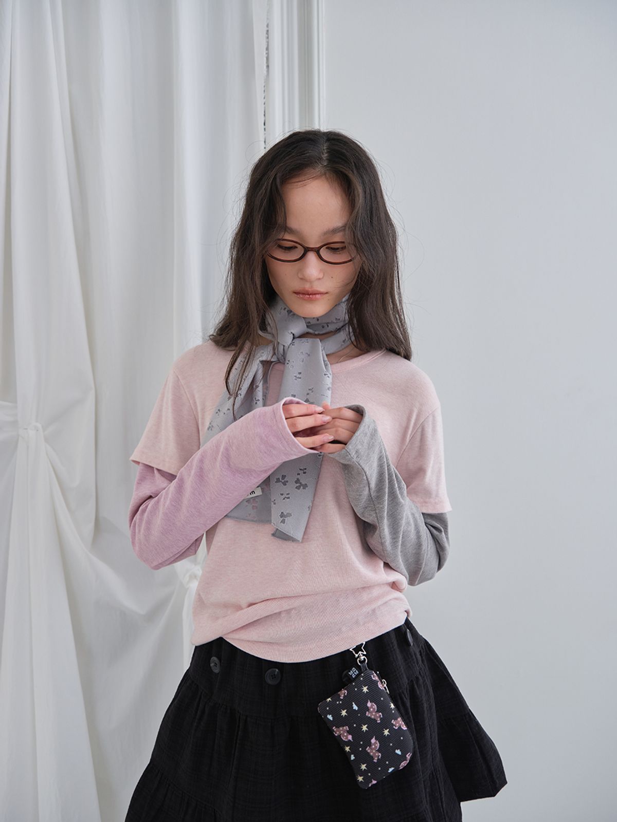 무음(MUWM) 드리미 레이어드 티 Dreamy Layered Tee (Pink)