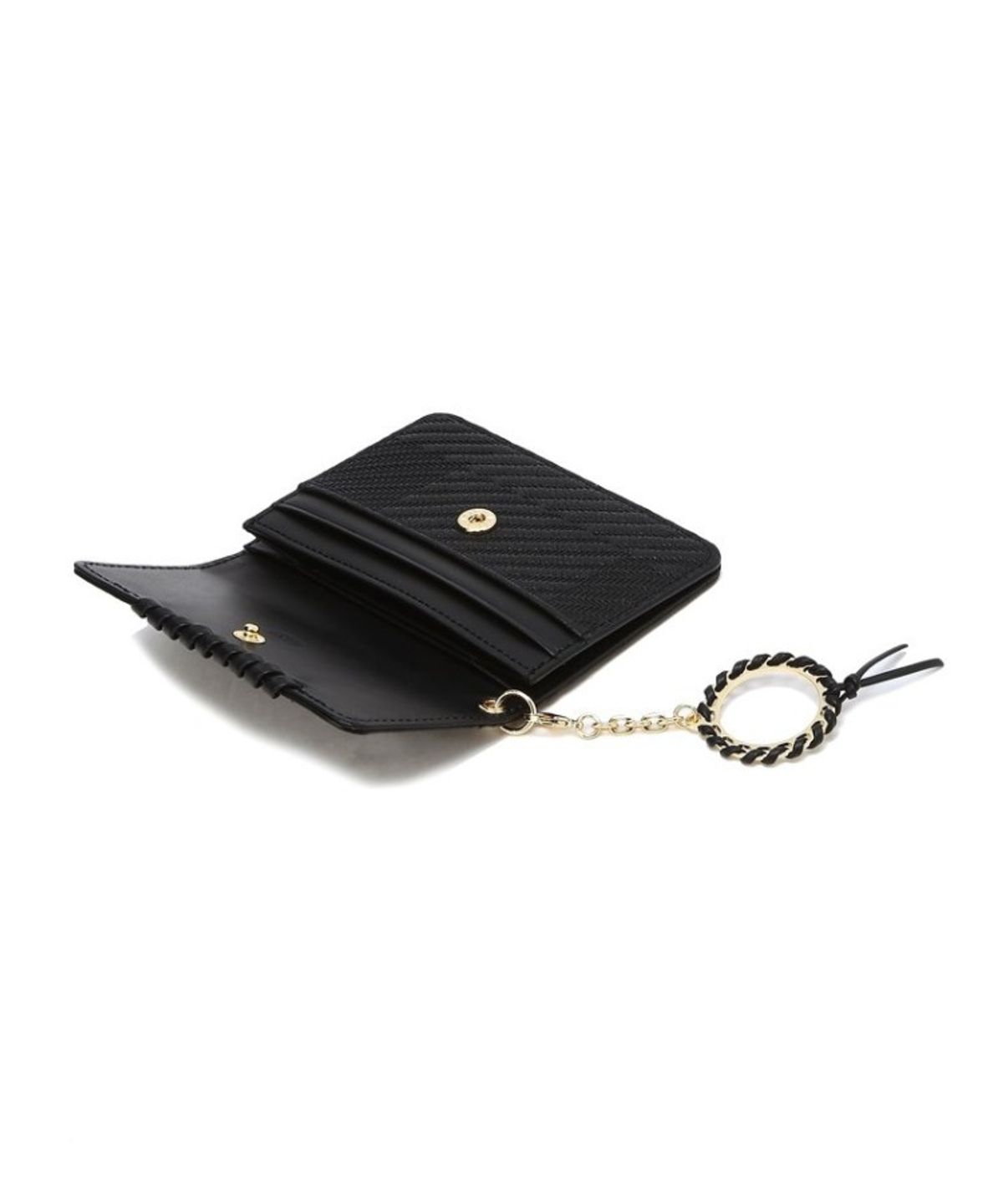 닥스 여성 액세서리(DAKS WOMENS ACCESSORIES) 블랙 로고배색 소가죽 카드지갑_DCHO5F172BK