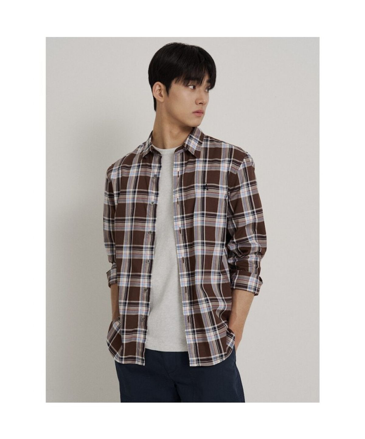 빈폴 멘(BEANPOLE MEN) 미디엄 멀티 체크 셔츠  브라운