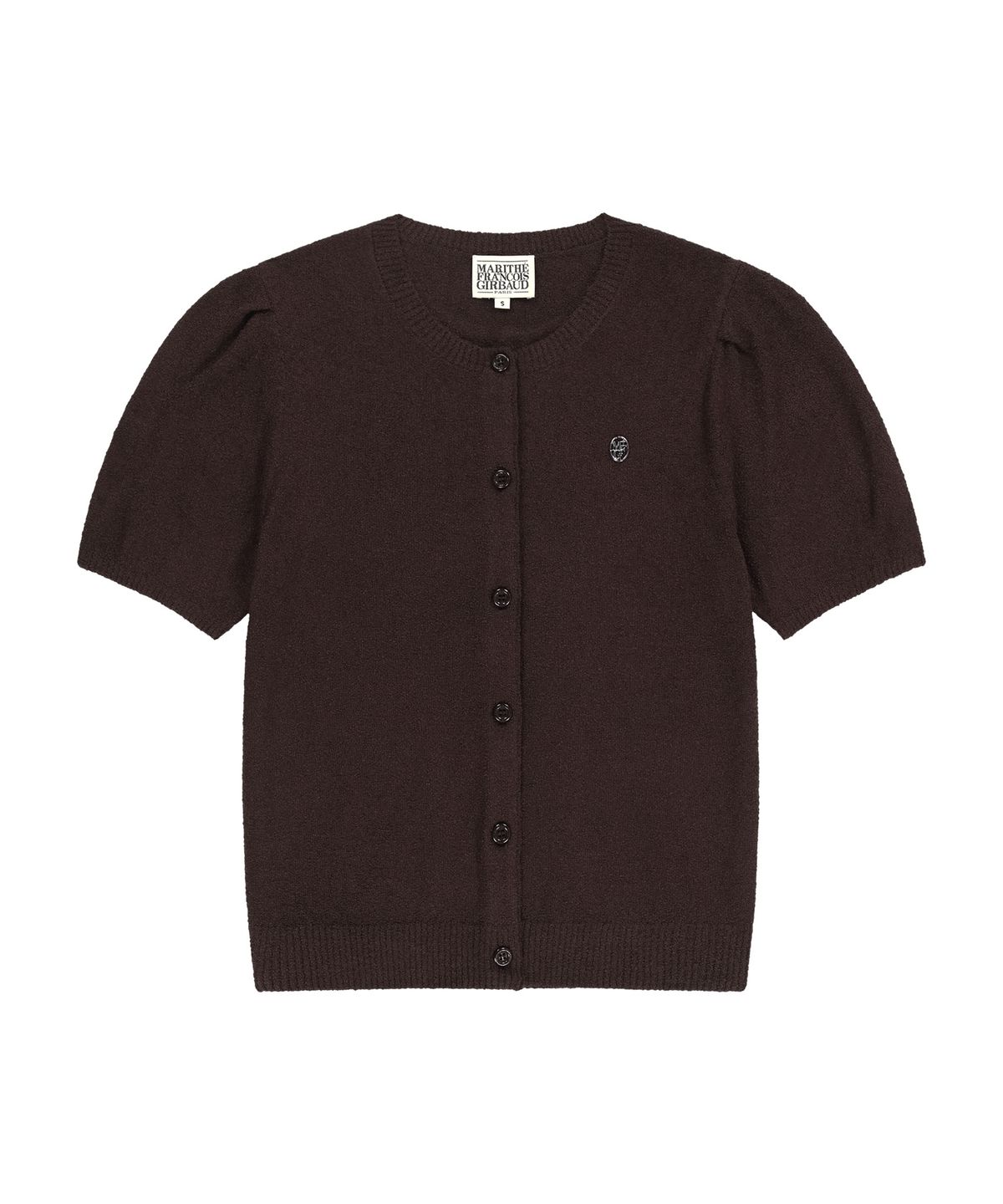 마리떼 프랑소와 저버(MARITHÉ + FRANҪOIS GIRBAUD) W PUFF SLEEVE HALF KNIT CARDIGAN dark brown