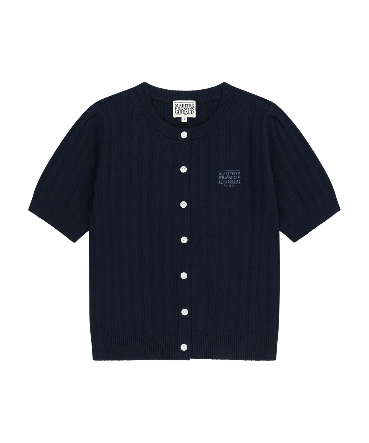 마리떼 프랑소와 저버(MARITHÉ + FRANҪOIS GIRBAUD) W SMALL CLASSIC LOGO HALF KNIT CARDIGAN SET UP navy