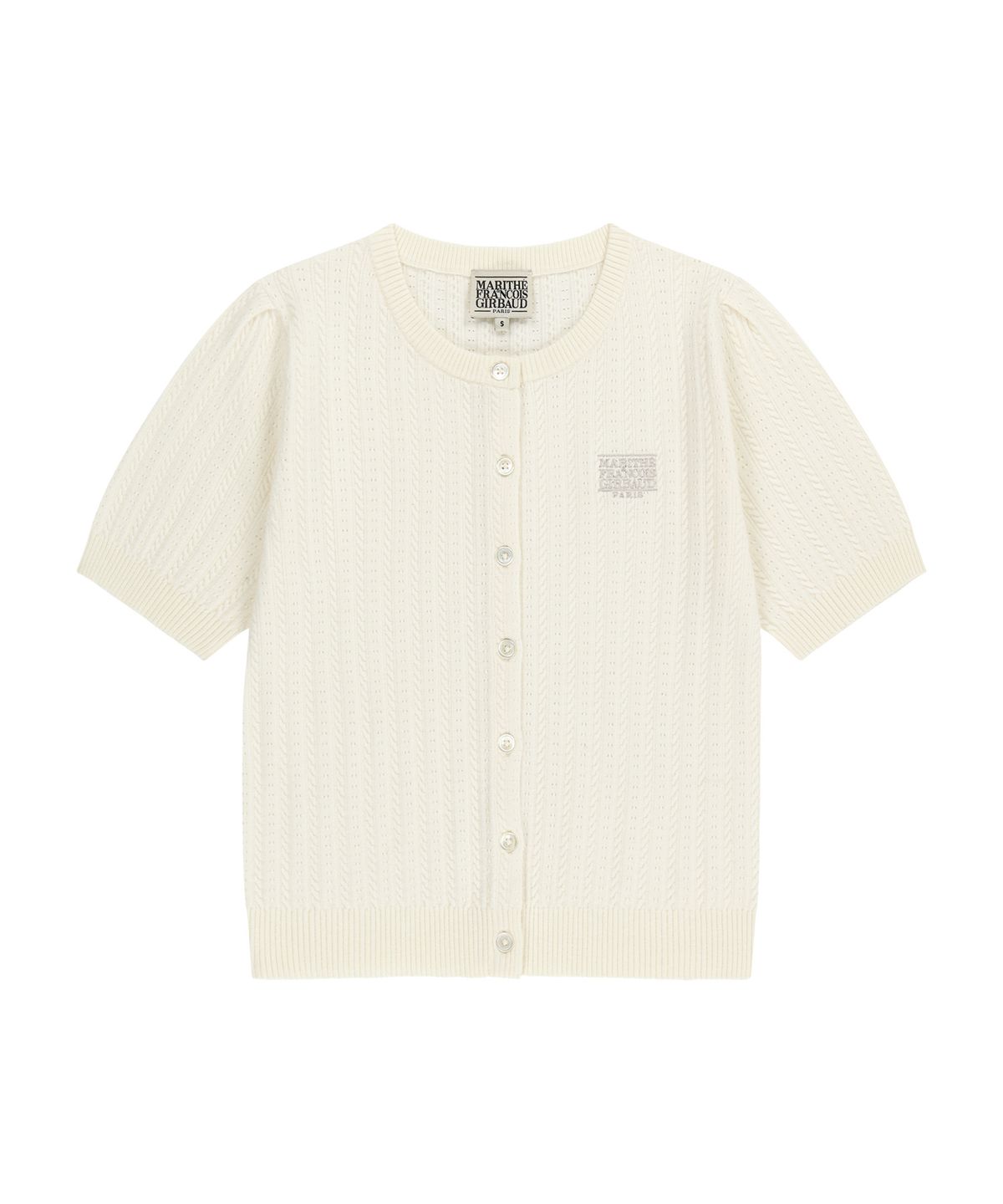 마리떼 프랑소와 저버(MARITHÉ + FRANҪOIS GIRBAUD) W SMALL CLASSIC LOGO HALF KNIT CARDIGAN SET UP ivory