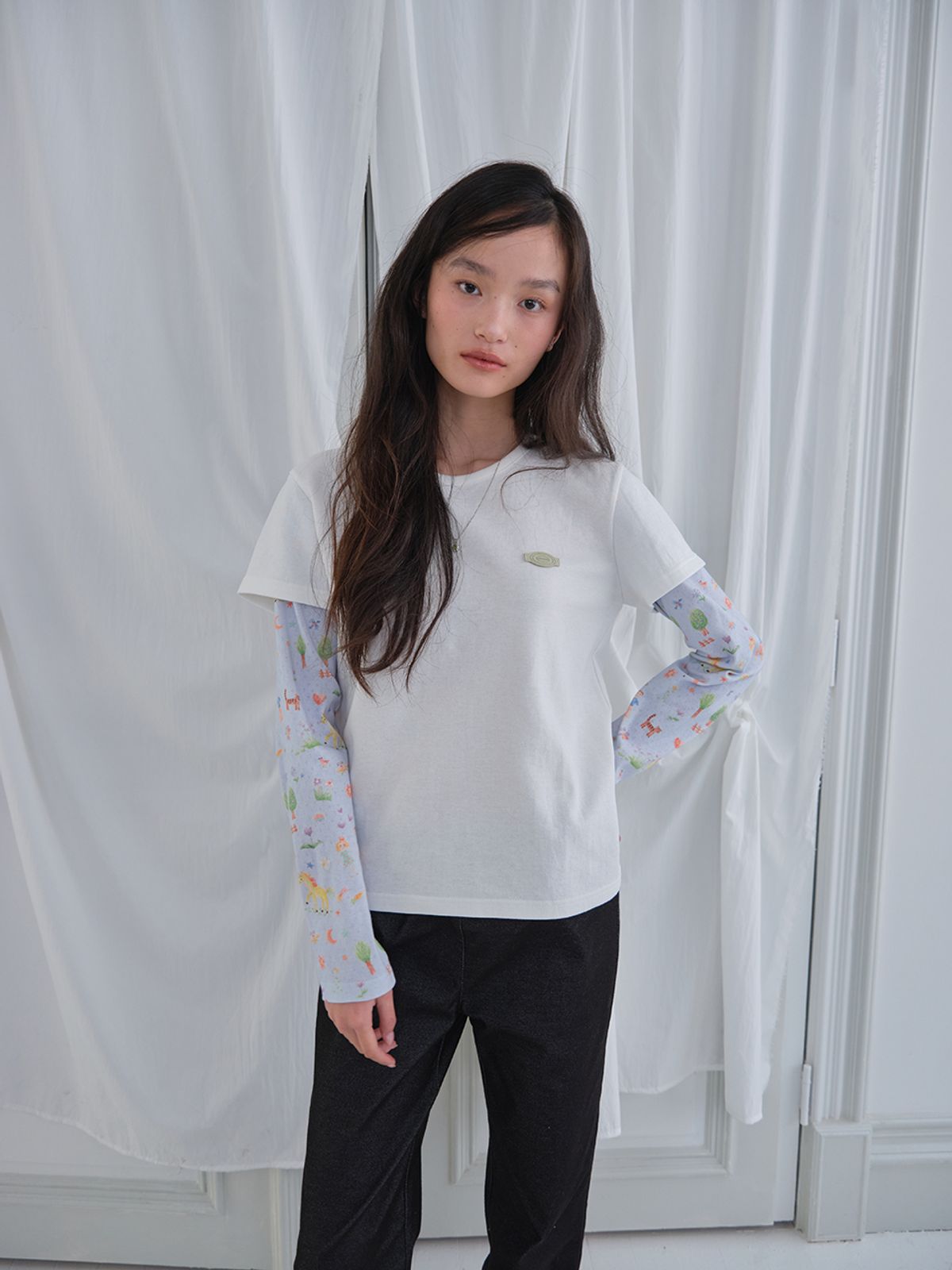 무음(MUWM) 드리미 레이어드 티 Dreamy Layered Tee (White)