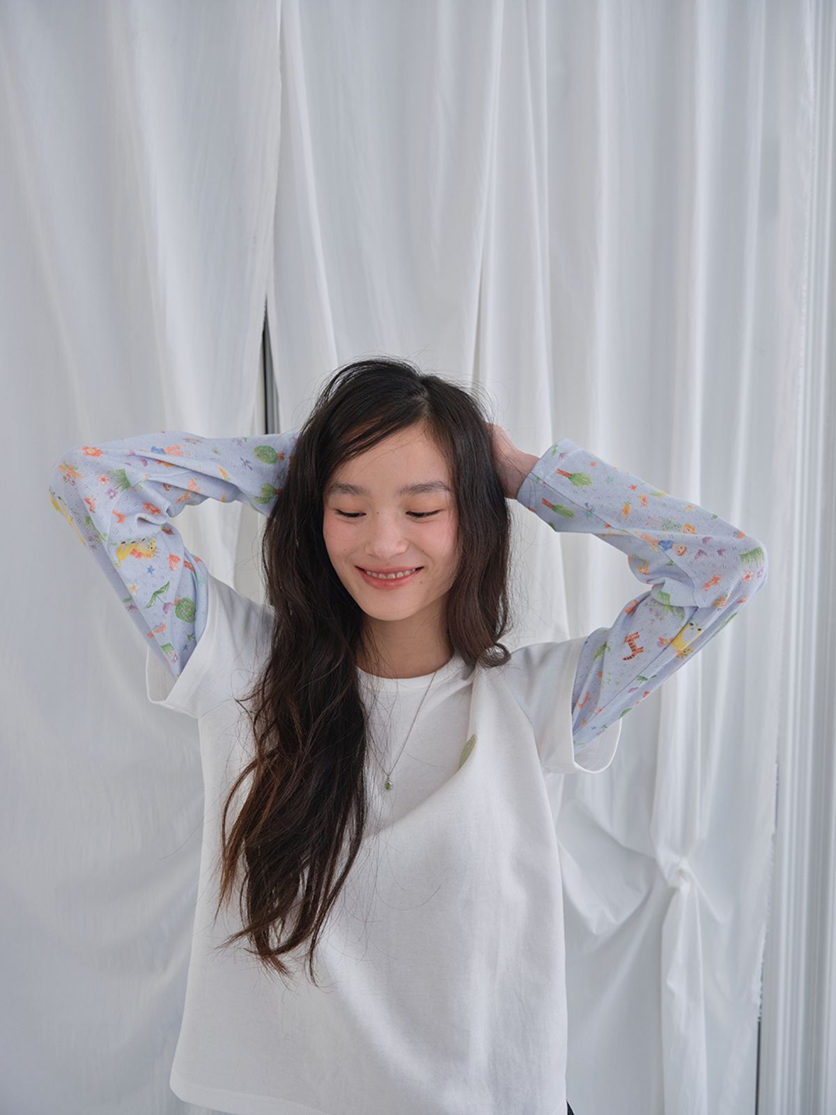 무음(MUWM) 드리미 레이어드 티 Dreamy Layered Tee (White)