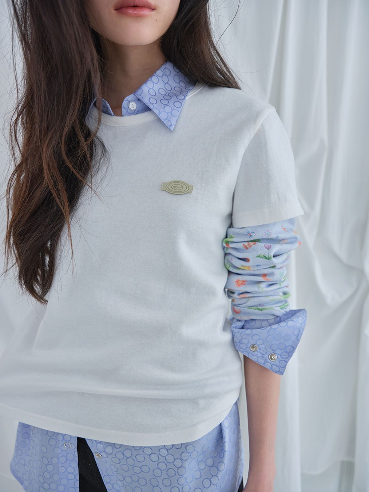 무음(MUWM) 드리미 레이어드 티 Dreamy Layered Tee (White)