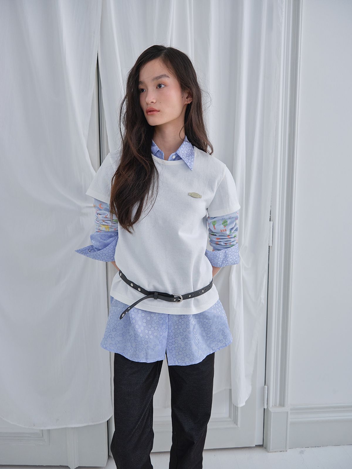 무음(MUWM) 드리미 레이어드 티 Dreamy Layered Tee (White)