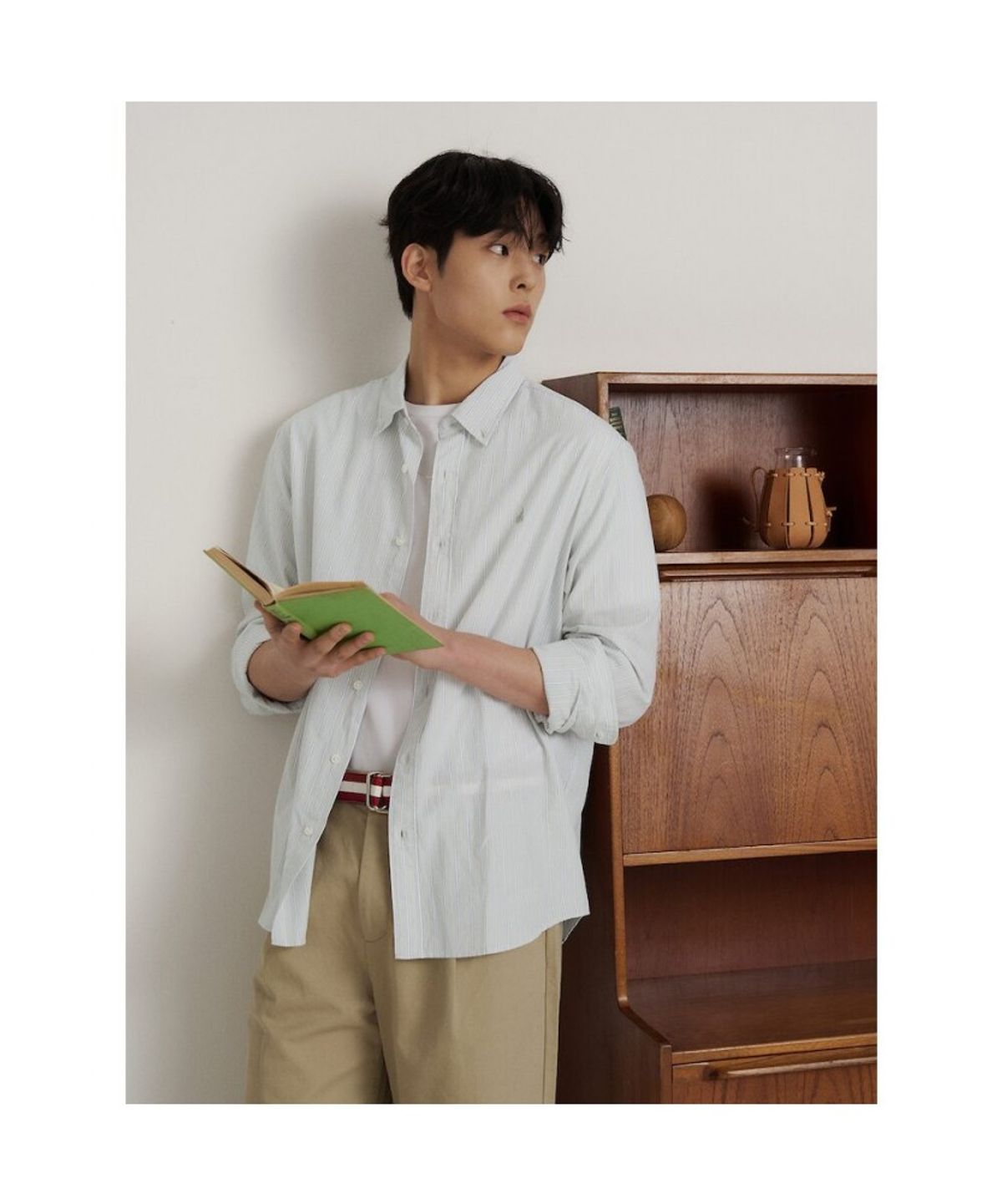 빈폴 멘(BEANPOLE MEN) 변형 스트라이프 셔츠  라이트 그린