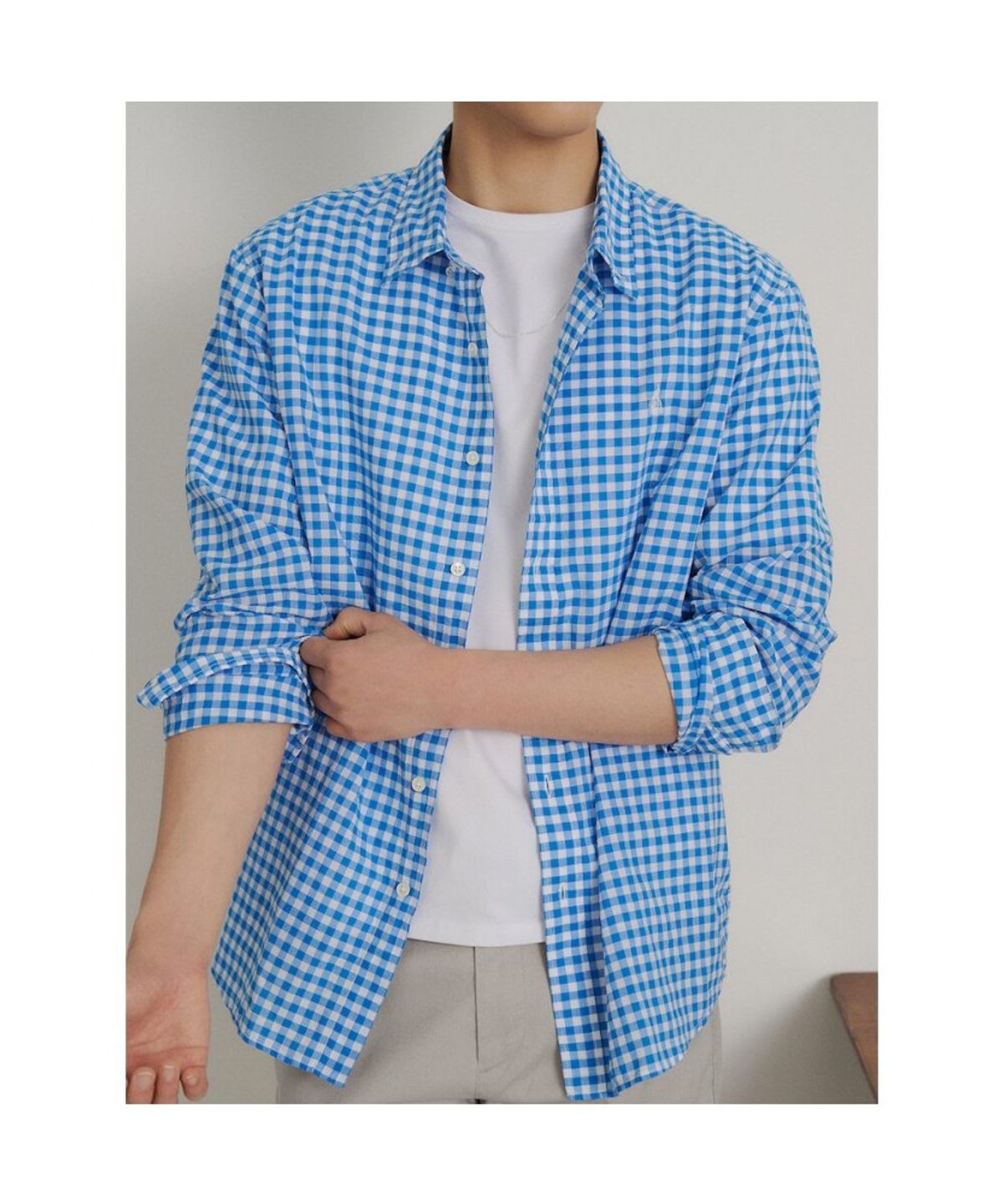 빈폴 멘(BEANPOLE MEN) 깅엄 체크 셔츠  블루