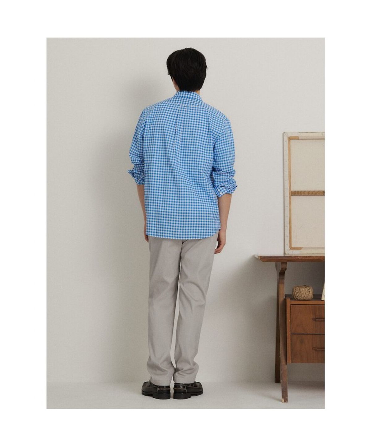 빈폴 멘(BEANPOLE MEN) 깅엄 체크 셔츠  블루