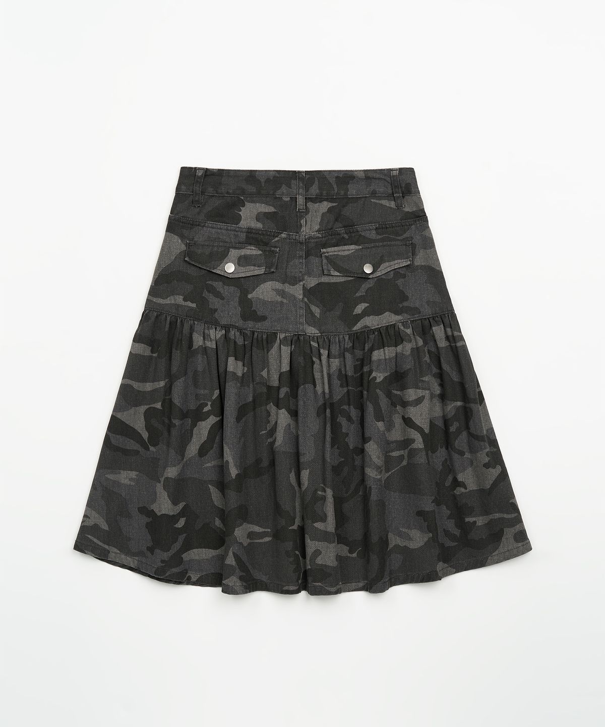 토피 우먼(TOFFEE WOMEN) W 백 플랩 플레어 스커트 (CHARCOAL)
