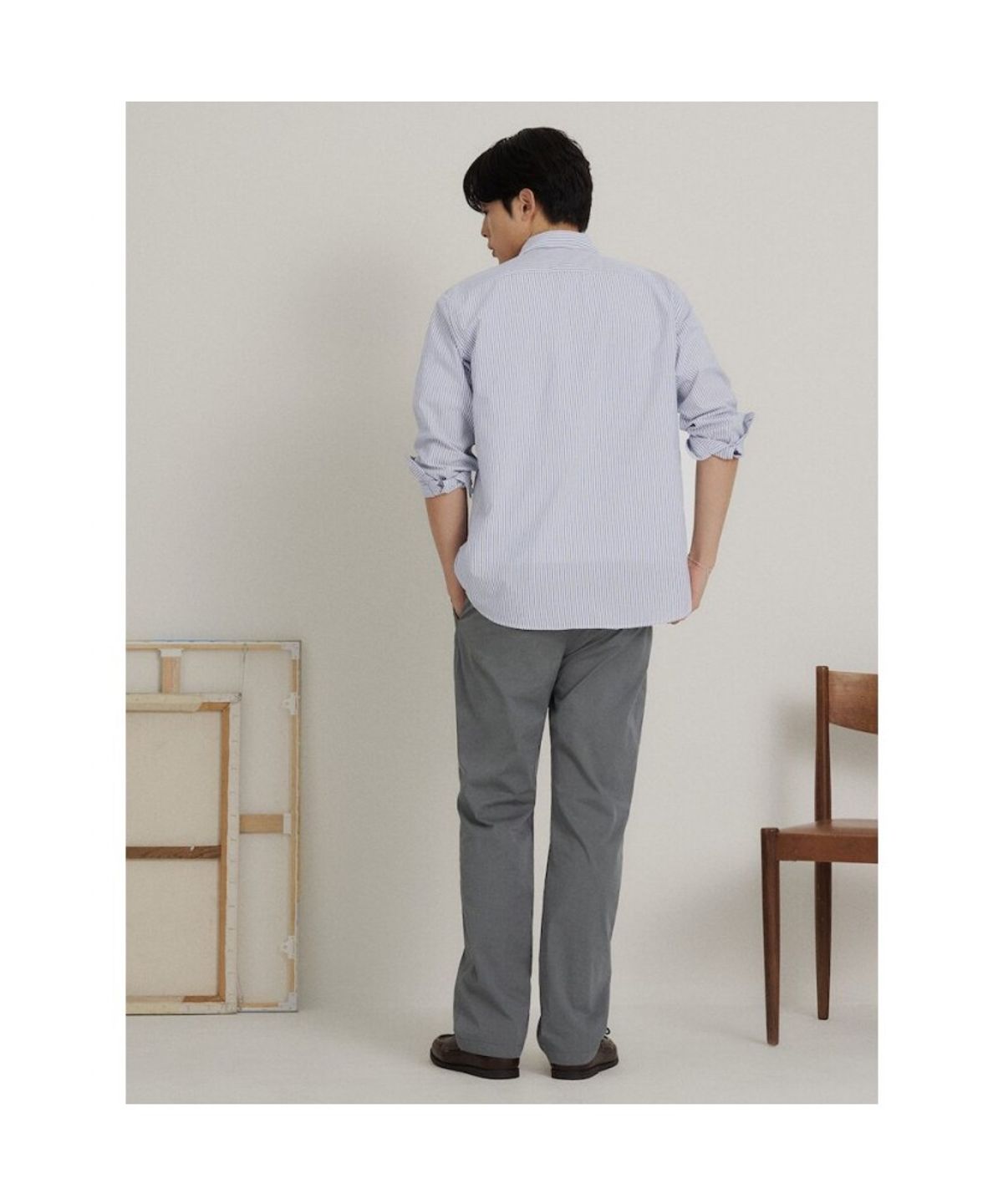 빈폴 멘(BEANPOLE MEN) 시어서커 스트라이프 셔츠  블루