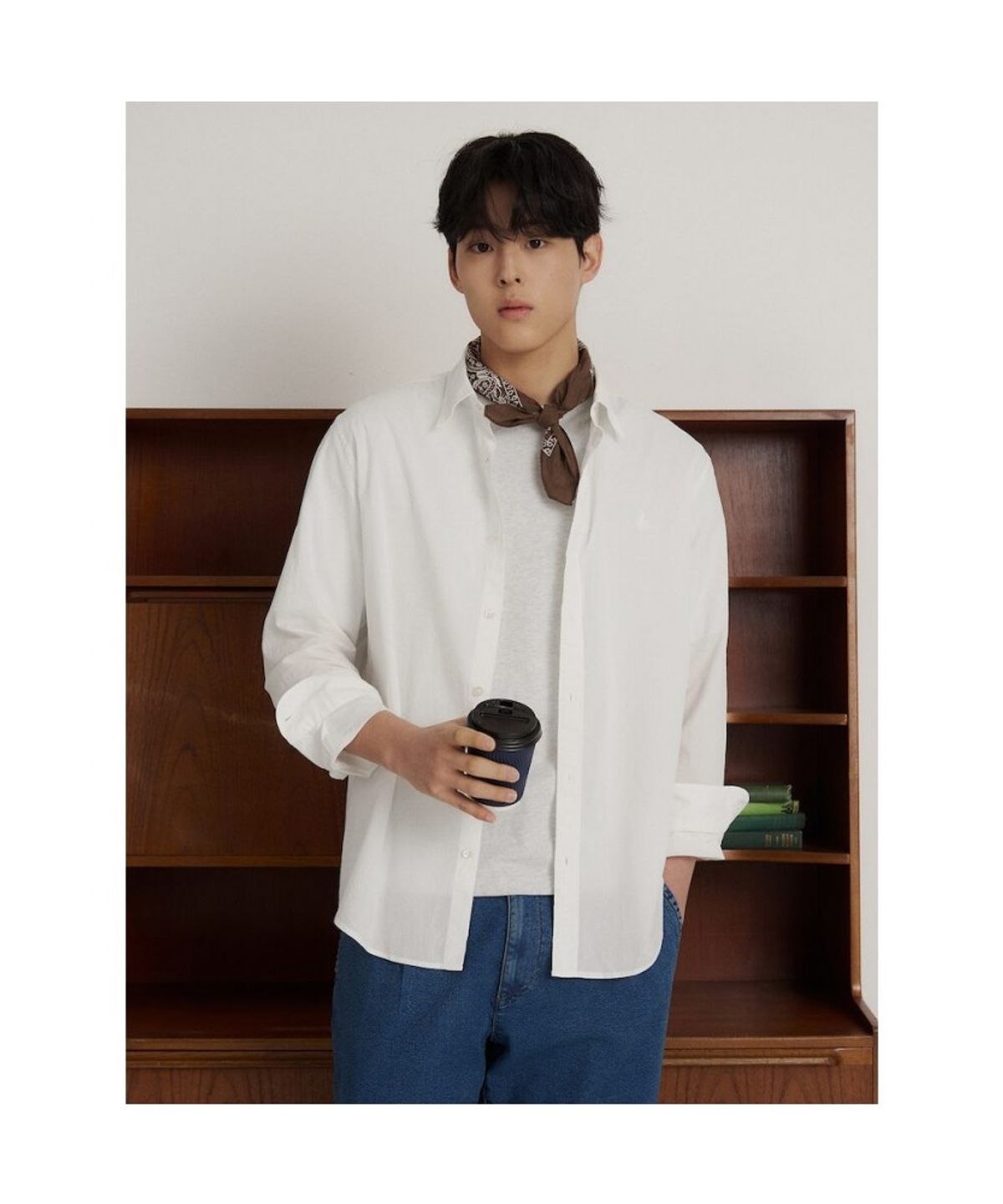 빈폴 멘(BEANPOLE MEN) 시어서커 솔리드 셔츠  화이트