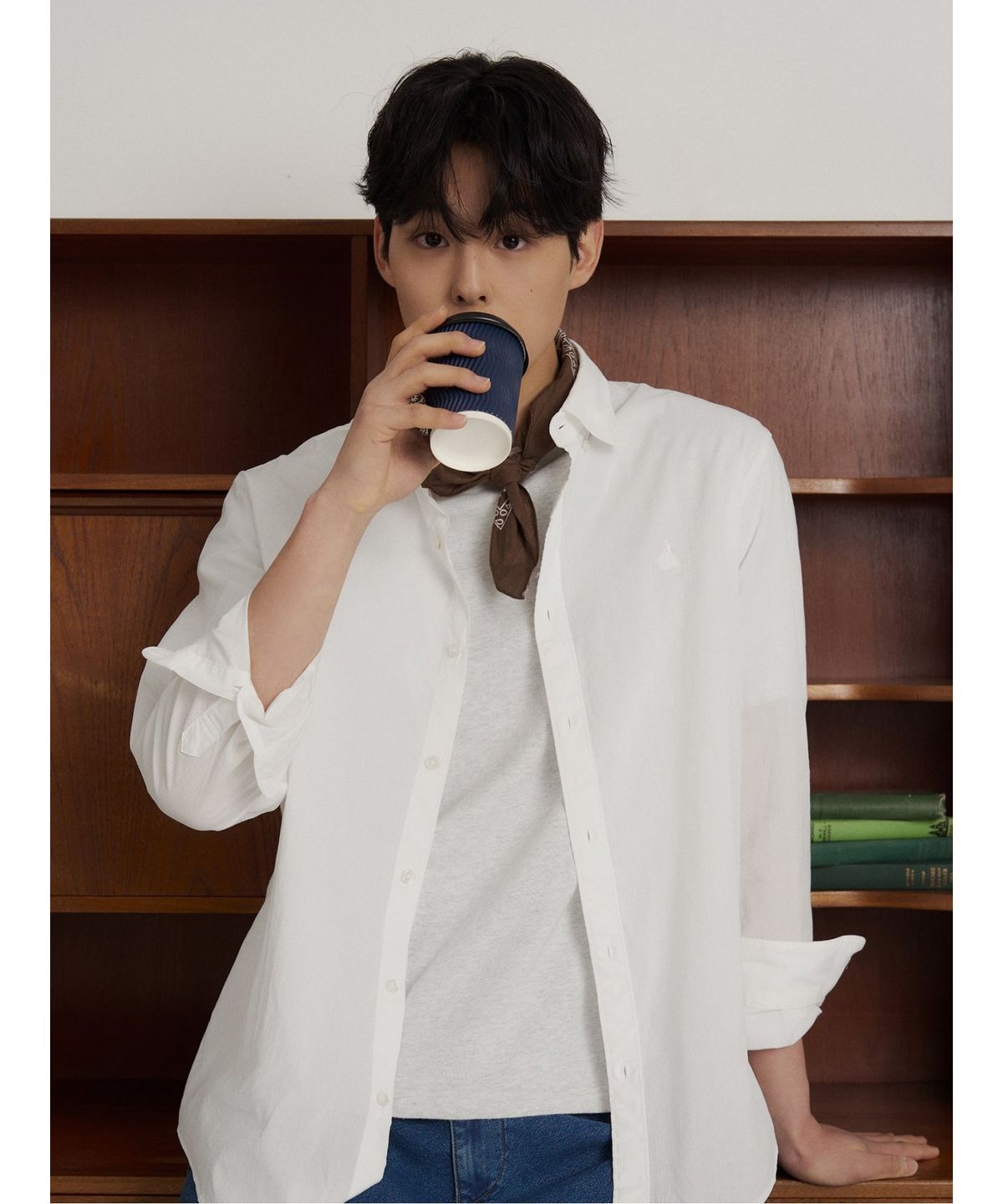 빈폴 멘(BEANPOLE MEN) 시어서커 솔리드 셔츠  화이트