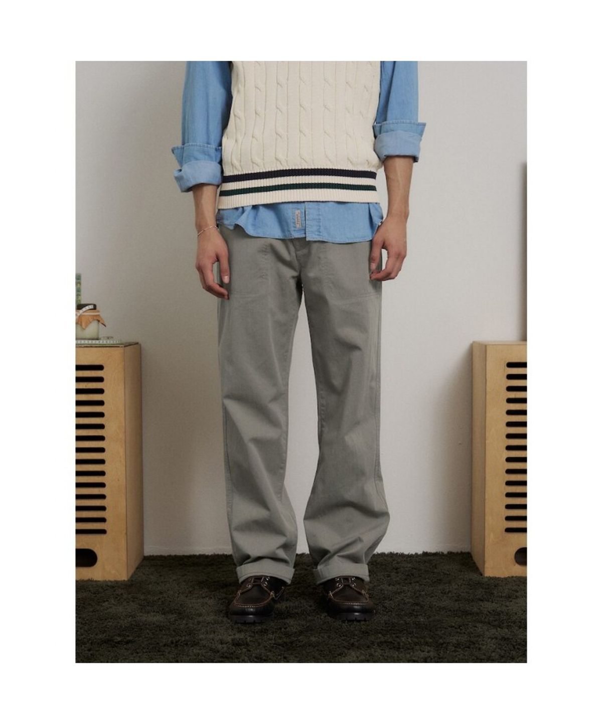 빈폴 멘(BEANPOLE MEN) 퍼티그 세미와이드핏 치노 팬츠  카키