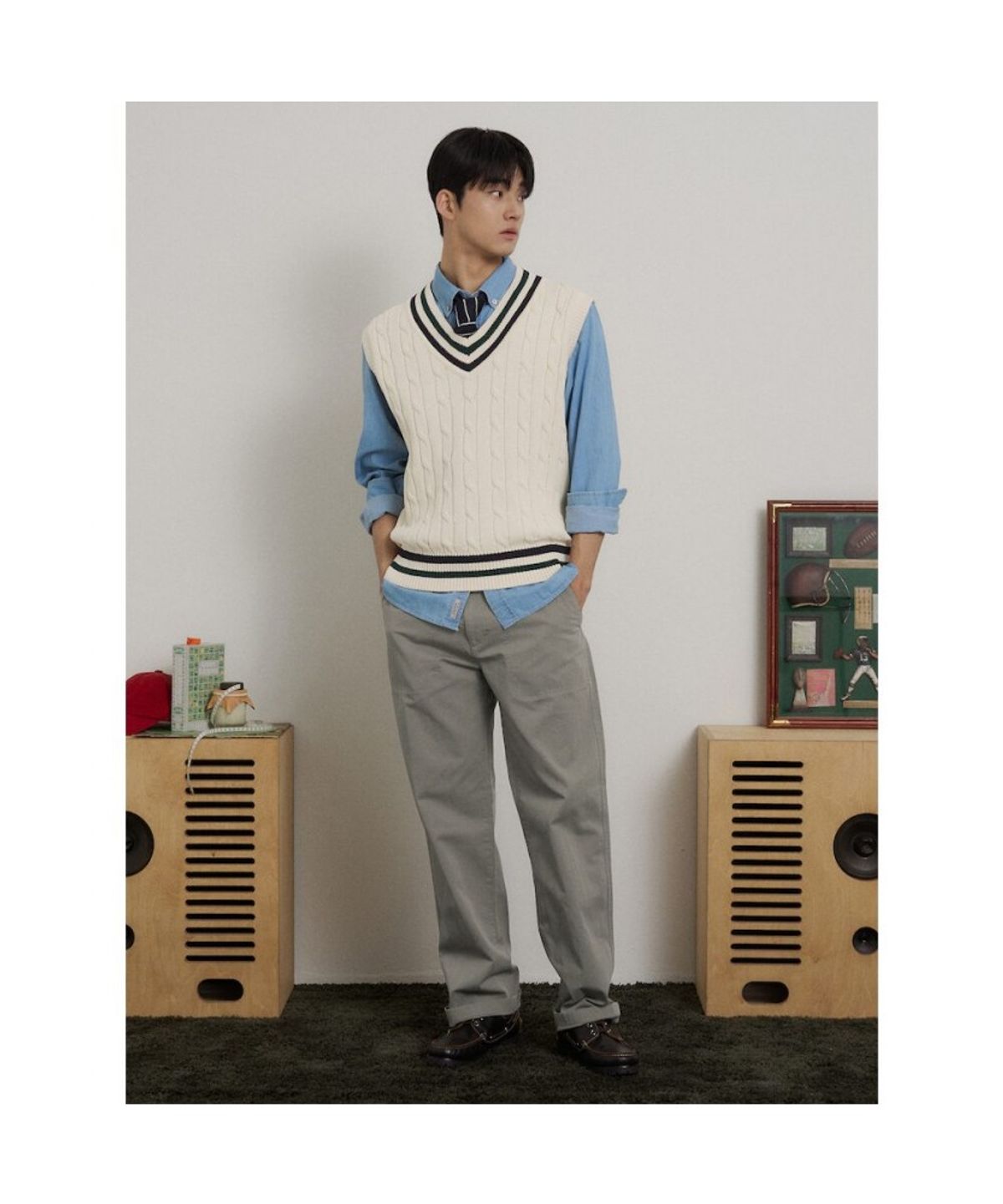 빈폴 멘(BEANPOLE MEN) 퍼티그 세미와이드핏 치노 팬츠  카키
