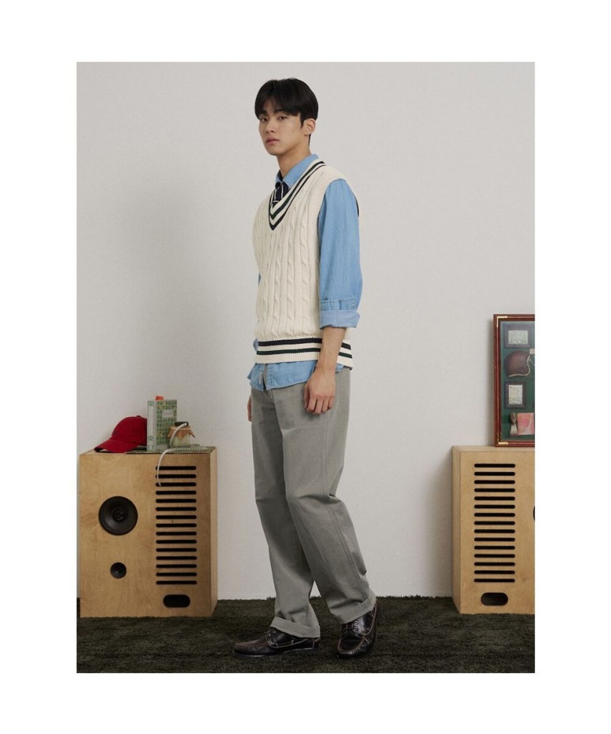 빈폴 멘(BEANPOLE MEN) 퍼티그 세미와이드핏 치노 팬츠  카키