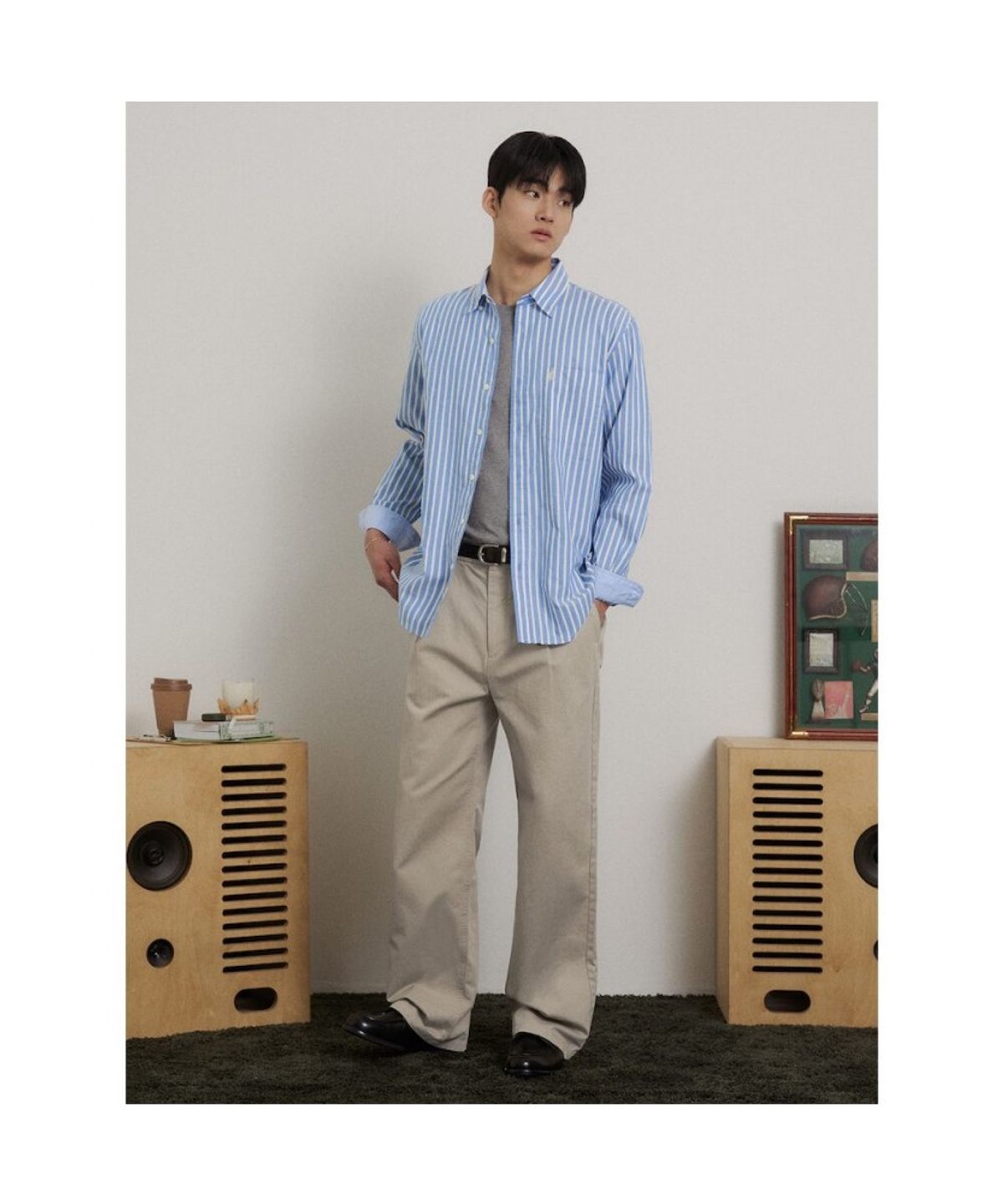 빈폴 멘(BEANPOLE MEN) 헤리티지클럽 턱 와이드 치노 팬츠  베이지