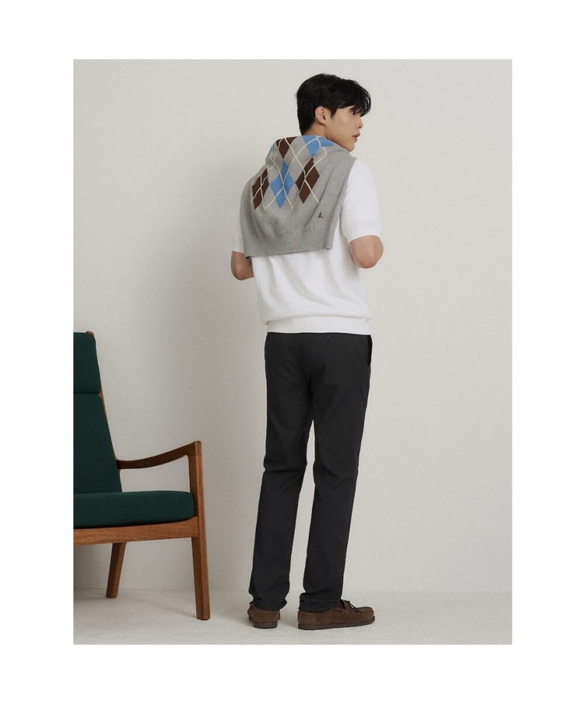 빈폴 멘(BEANPOLE MEN) 리넨 혼방 옥스포드 스탠다드핏 팬츠  블랙