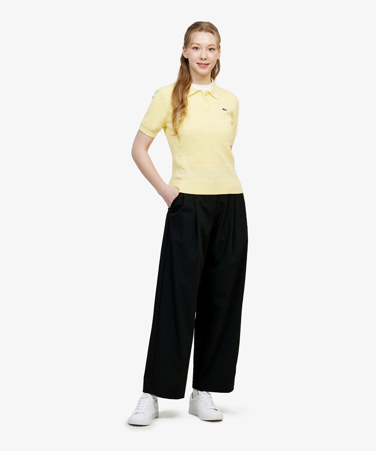 라코스테(LACOSTE) 여성 케이블 스웨터 폴로 셔츠 PF607E-56G 107