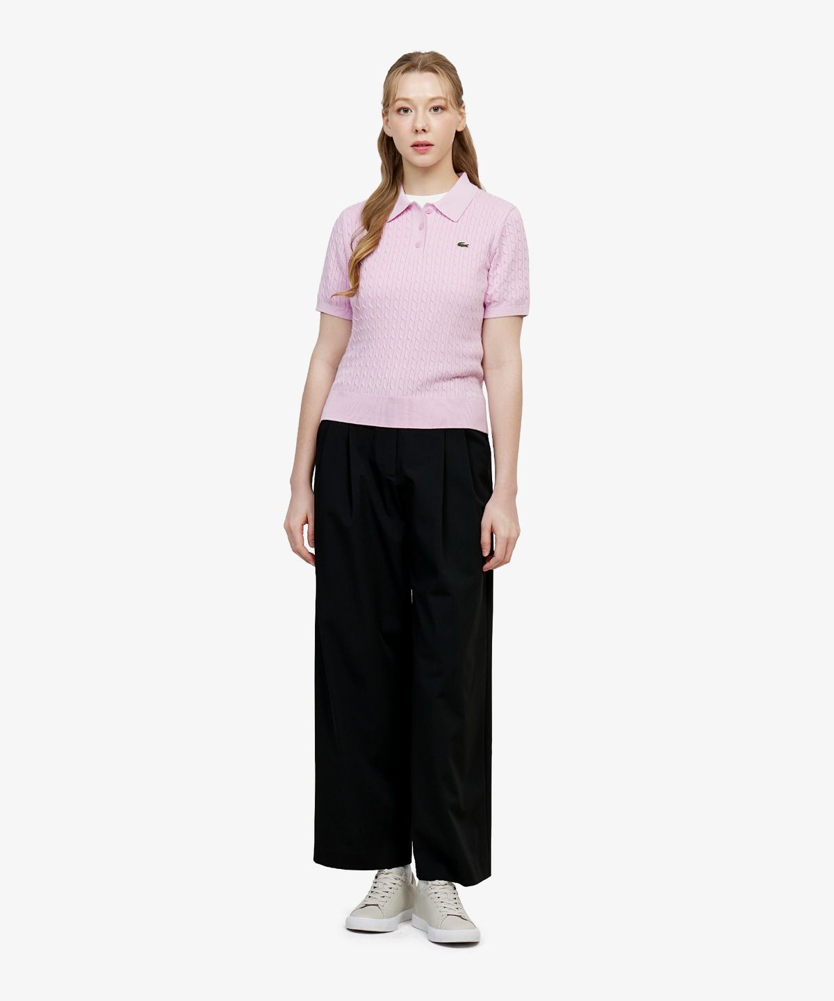 라코스테(LACOSTE) 여성 케이블 스웨터 폴로 셔츠 PF607E-56G Z4H