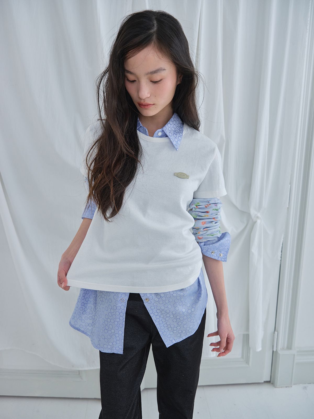무음(MUWM) 슬리키 써클 셔츠 Sleeky Circle Shirt (Blue)