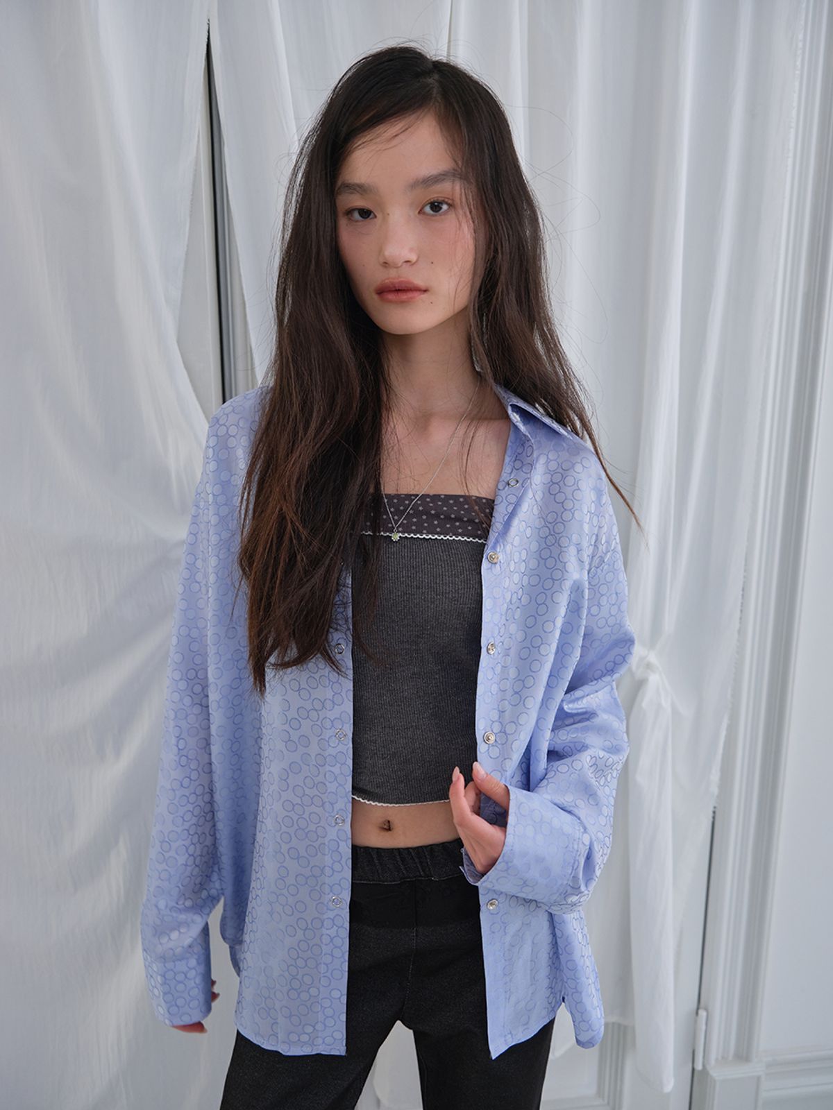 무음(MUWM) 슬리키 써클 셔츠 Sleeky Circle Shirt (Blue)