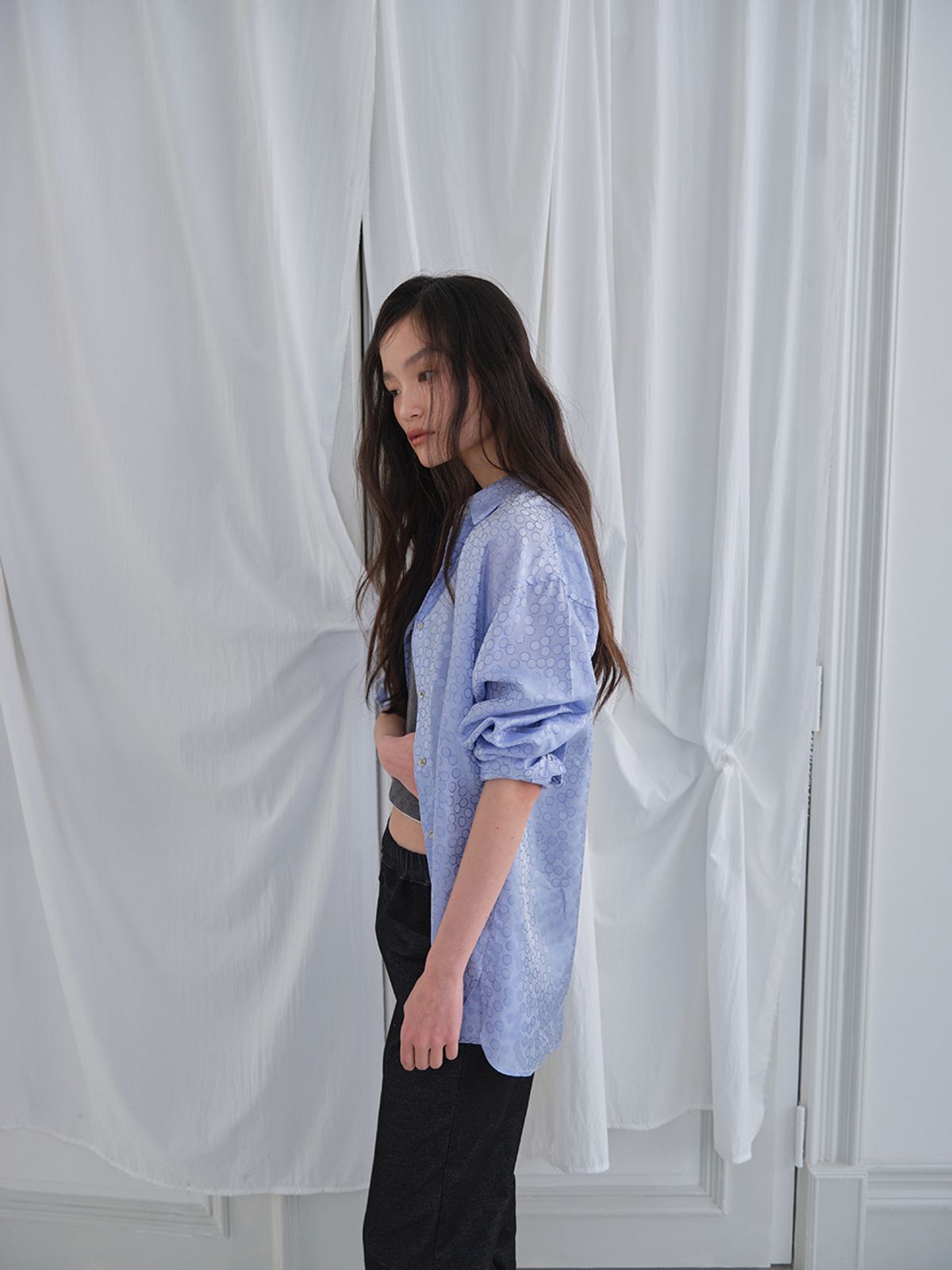 무음(MUWM) 슬리키 써클 셔츠 Sleeky Circle Shirt (Blue)