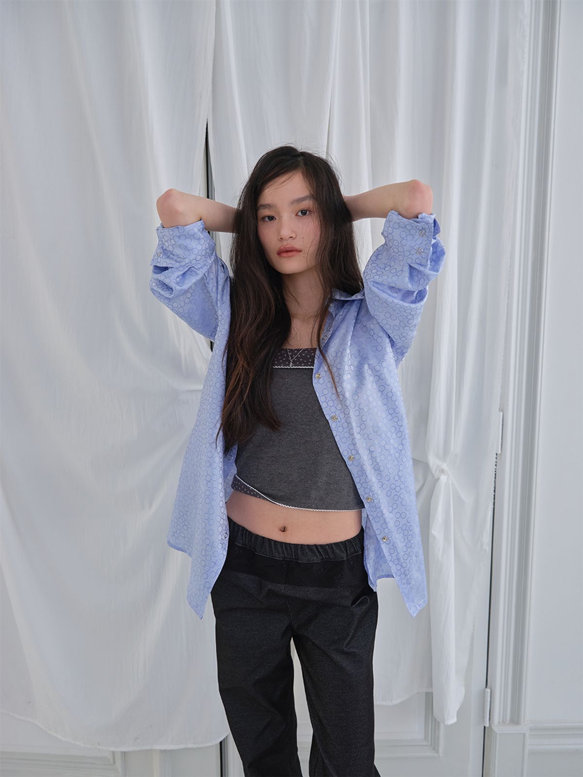 무음(MUWM) 슬리키 써클 셔츠 Sleeky Circle Shirt (Blue)
