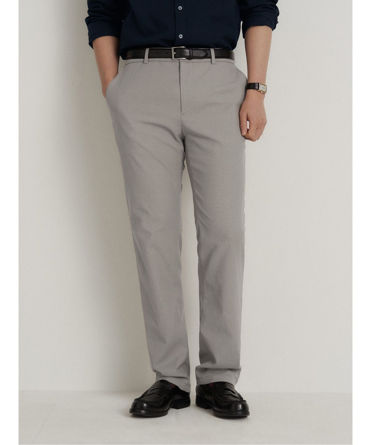 빈폴 멘(BEANPOLE MEN) 리넨 혼방 옥스포드 스탠다드핏 팬츠  베이지