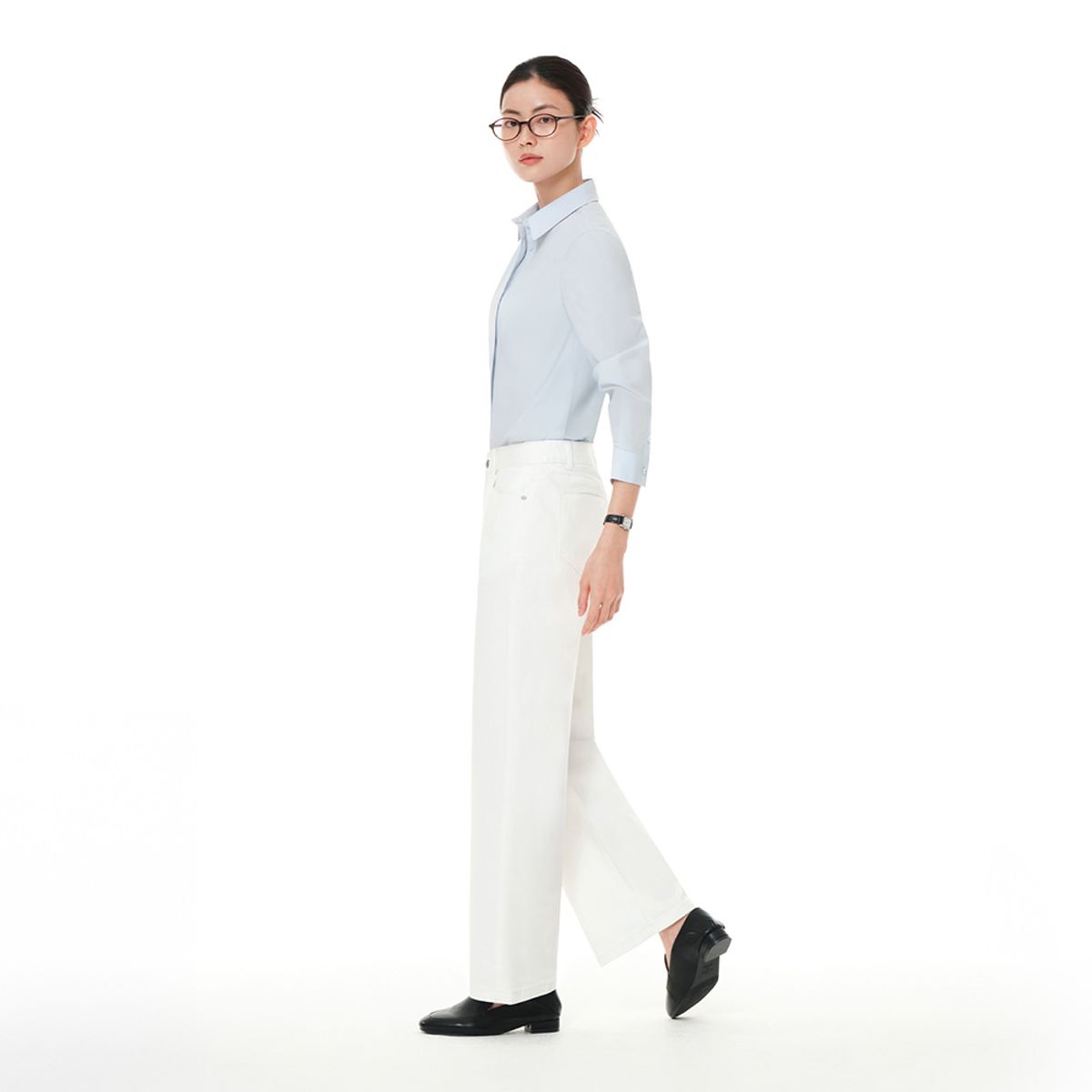 안다르(ANDAR) 에어데님 세미 와이드 팬츠(화이트)