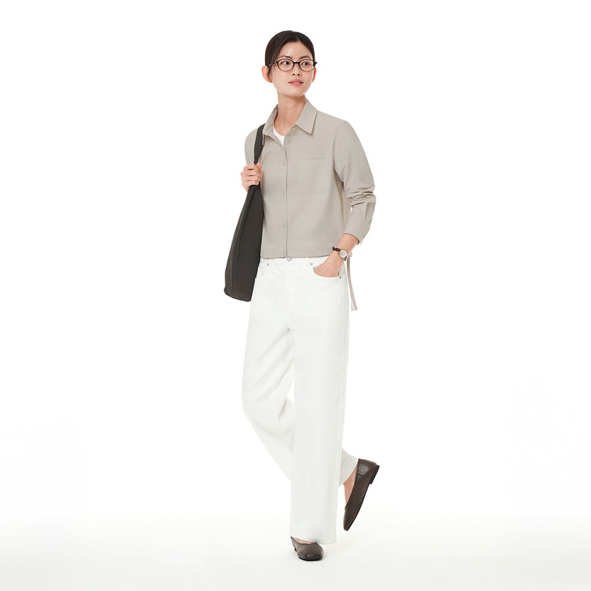 안다르(ANDAR) 에어데님 세미 와이드 팬츠(화이트)