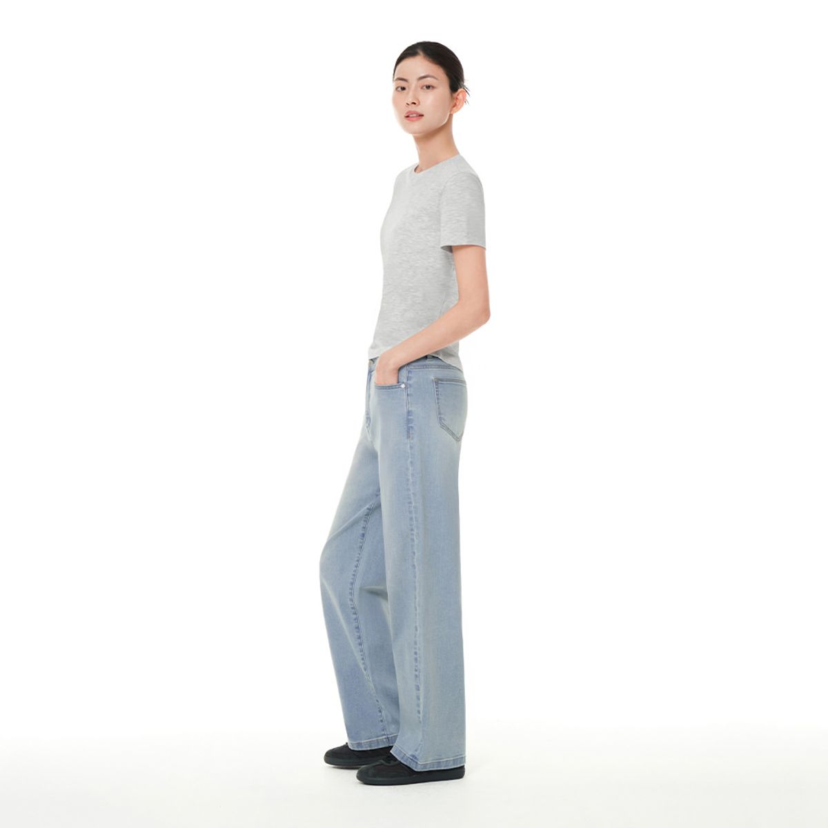 안다르(ANDAR) 에어데님 세미 와이드 청바지