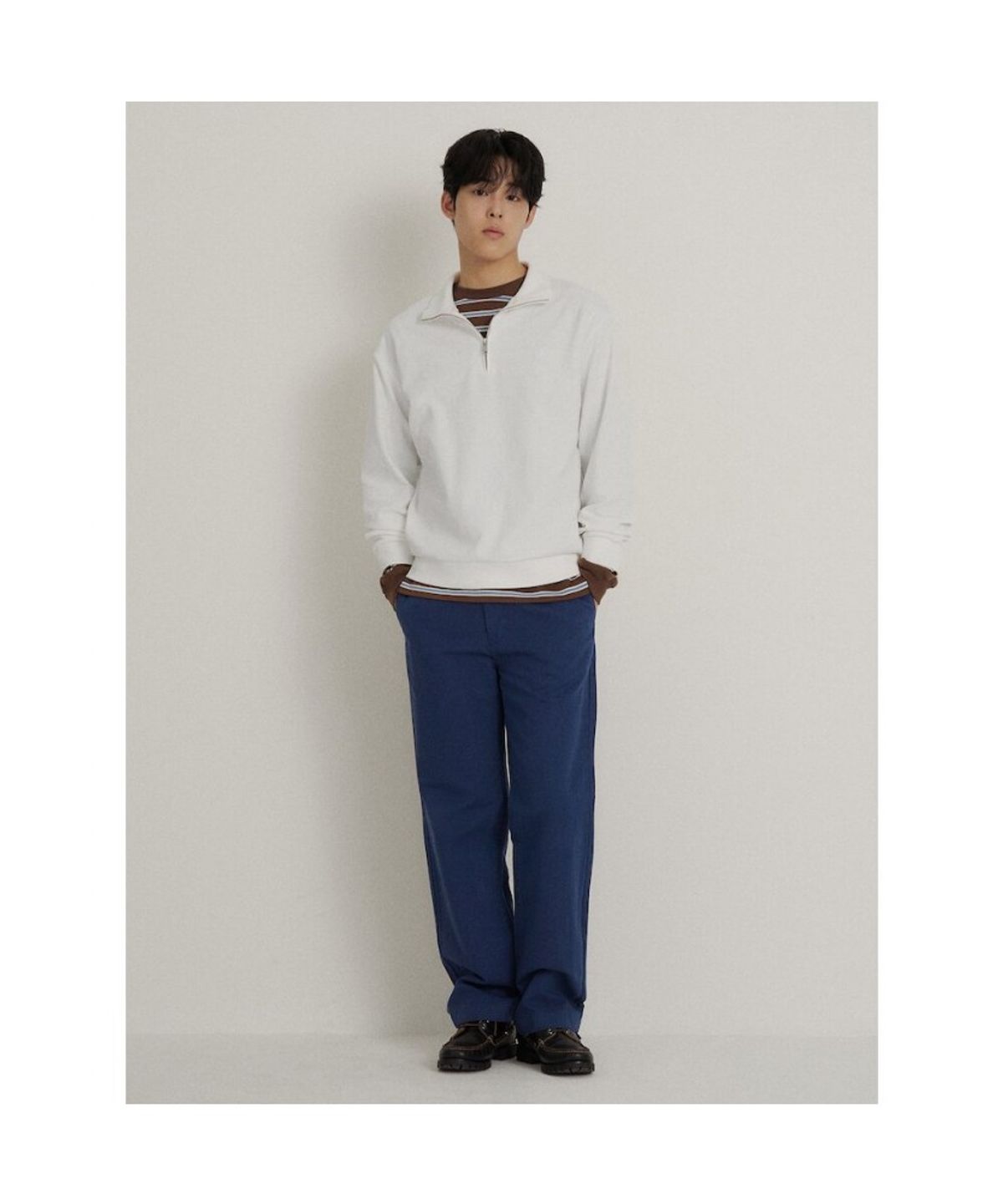 빈폴 멘(BEANPOLE MEN) 가먼트다잉 세미와이드 팬츠  블루