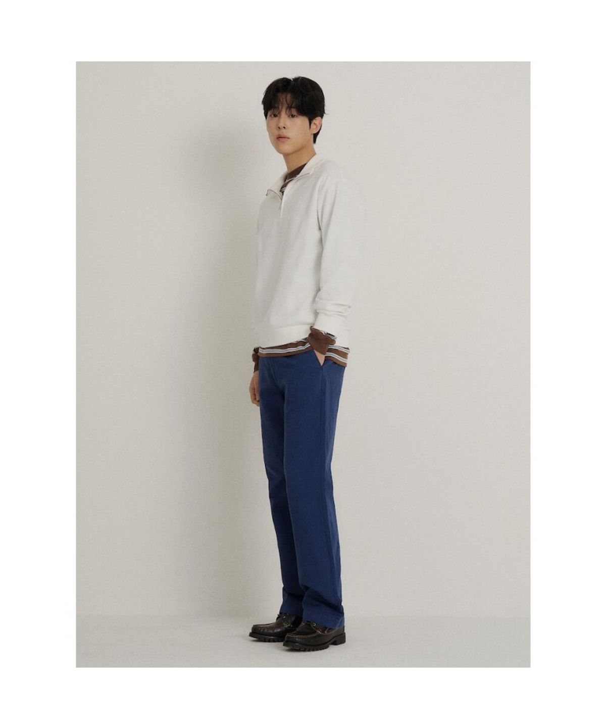 빈폴 멘(BEANPOLE MEN) 가먼트다잉 세미와이드 팬츠  블루